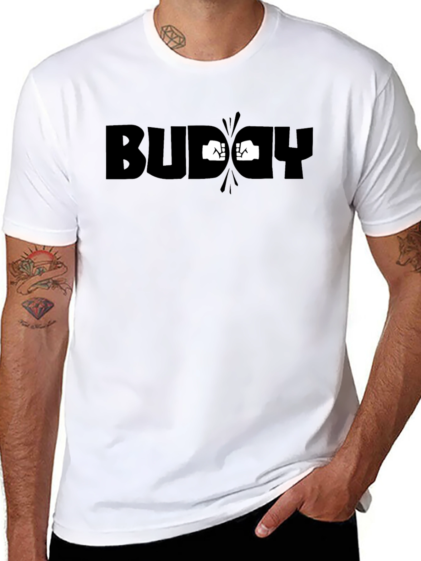 Black Buddy Punch Black Graphic Tee view 8