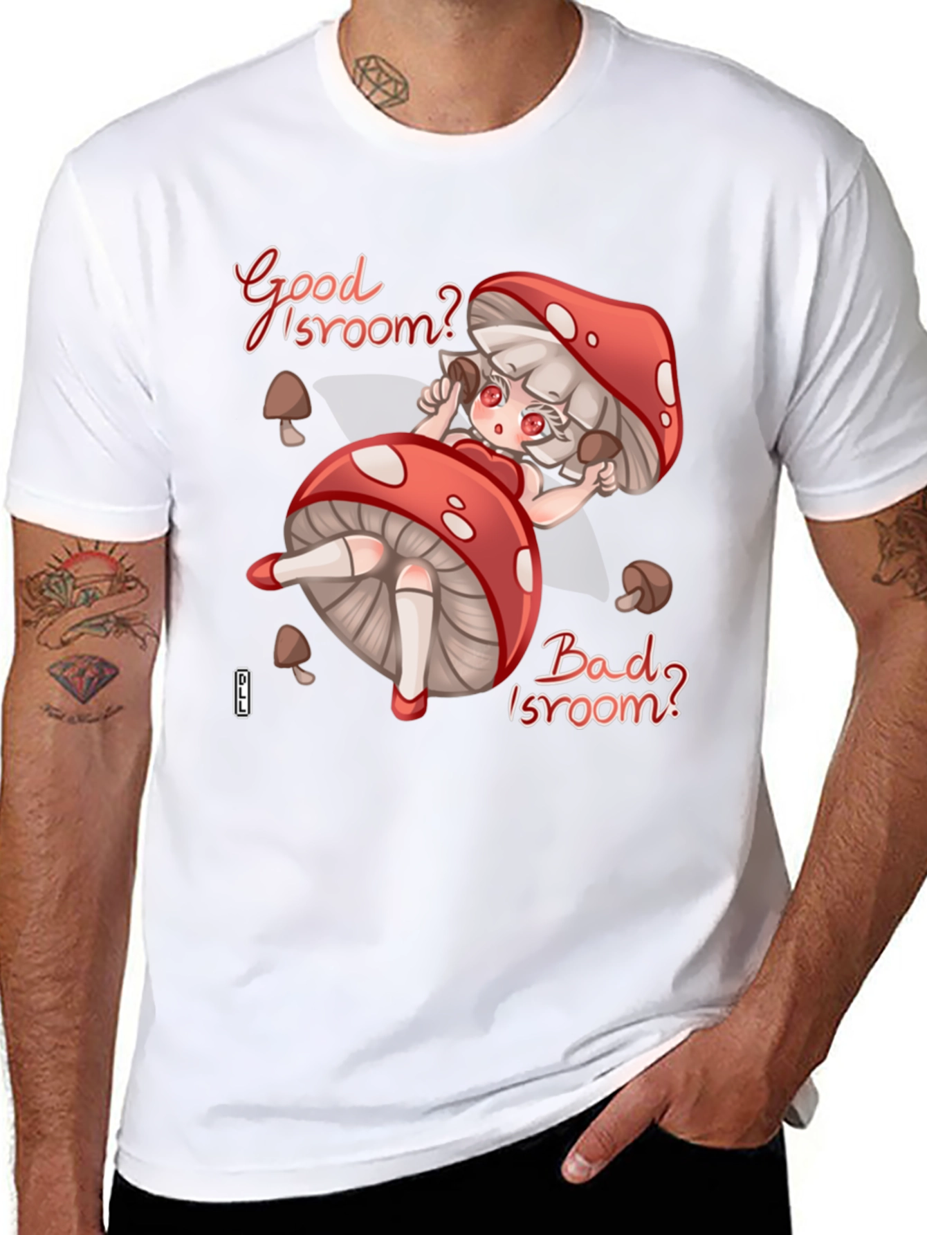 Black Good Isroom? T-Shirt - Funny Mushroom Girl Tee view 8