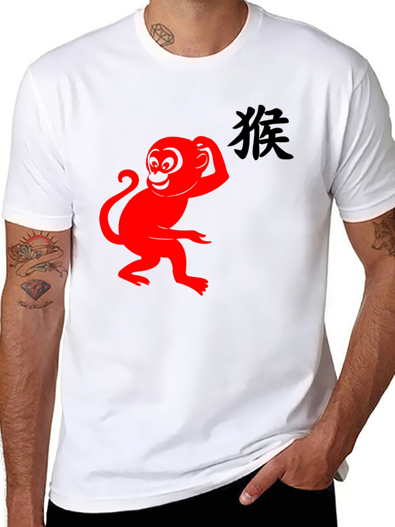 Black Red Monkey Graphic T-Shirt - Classic Black Tee view 8