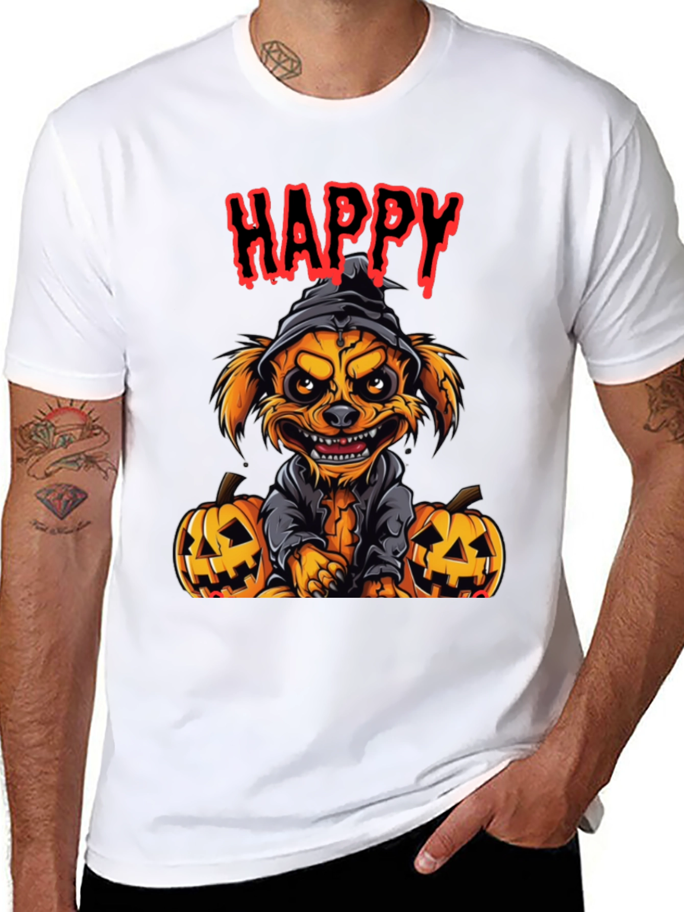 Black Happy Halloween Dog T-Shirt view 8