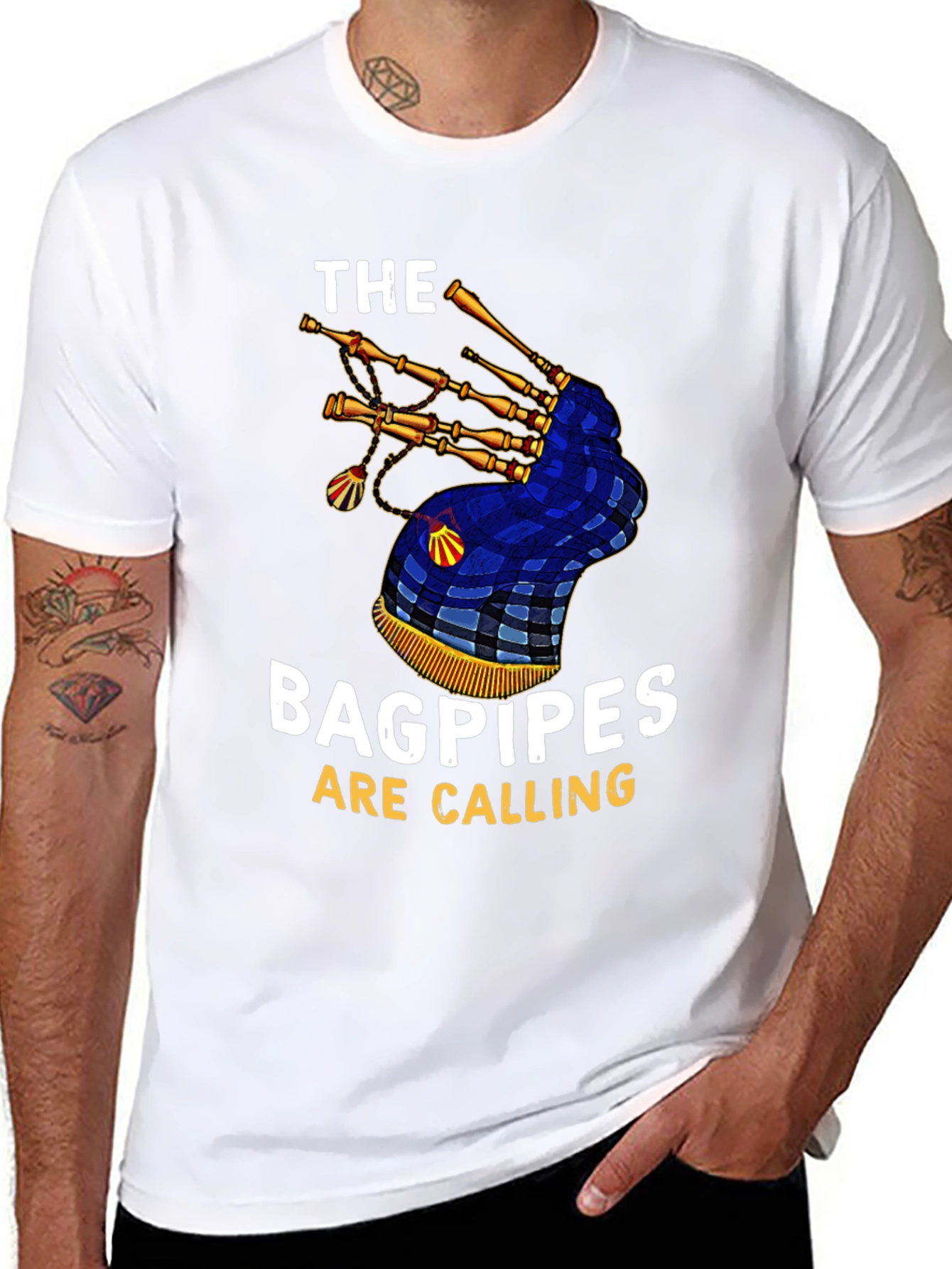 Black Bagpipes Are Calling Graphic T-Shirt view 8