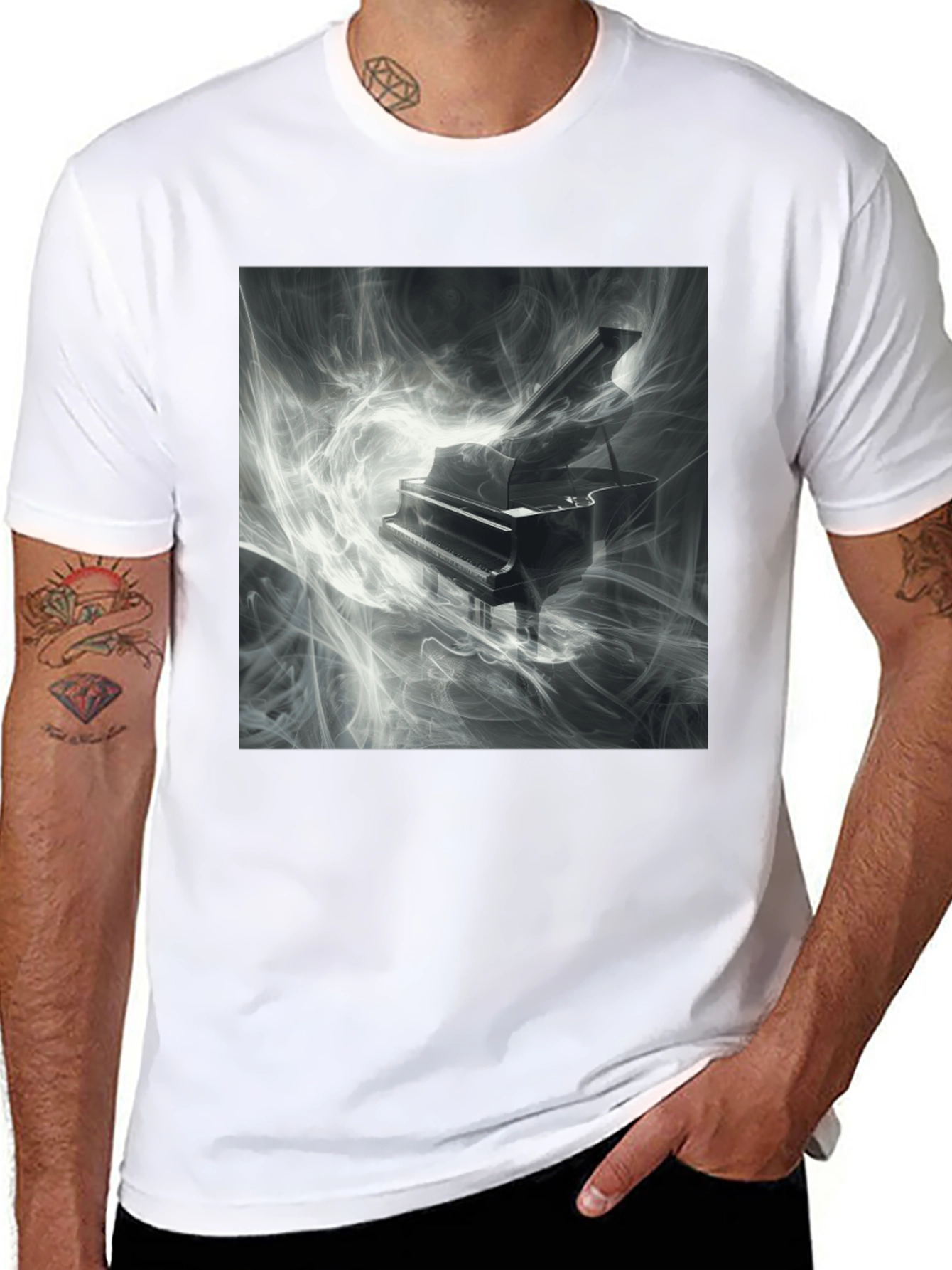 Black Piano Music T-Shirt - Artistic Black Tee view 8