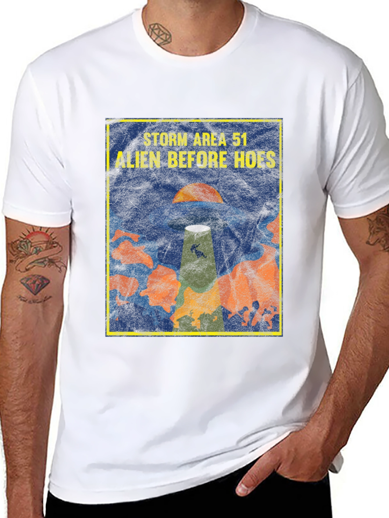 Black Storm Area 51 Alien Before Hoes Graphic T-Shirt view 8