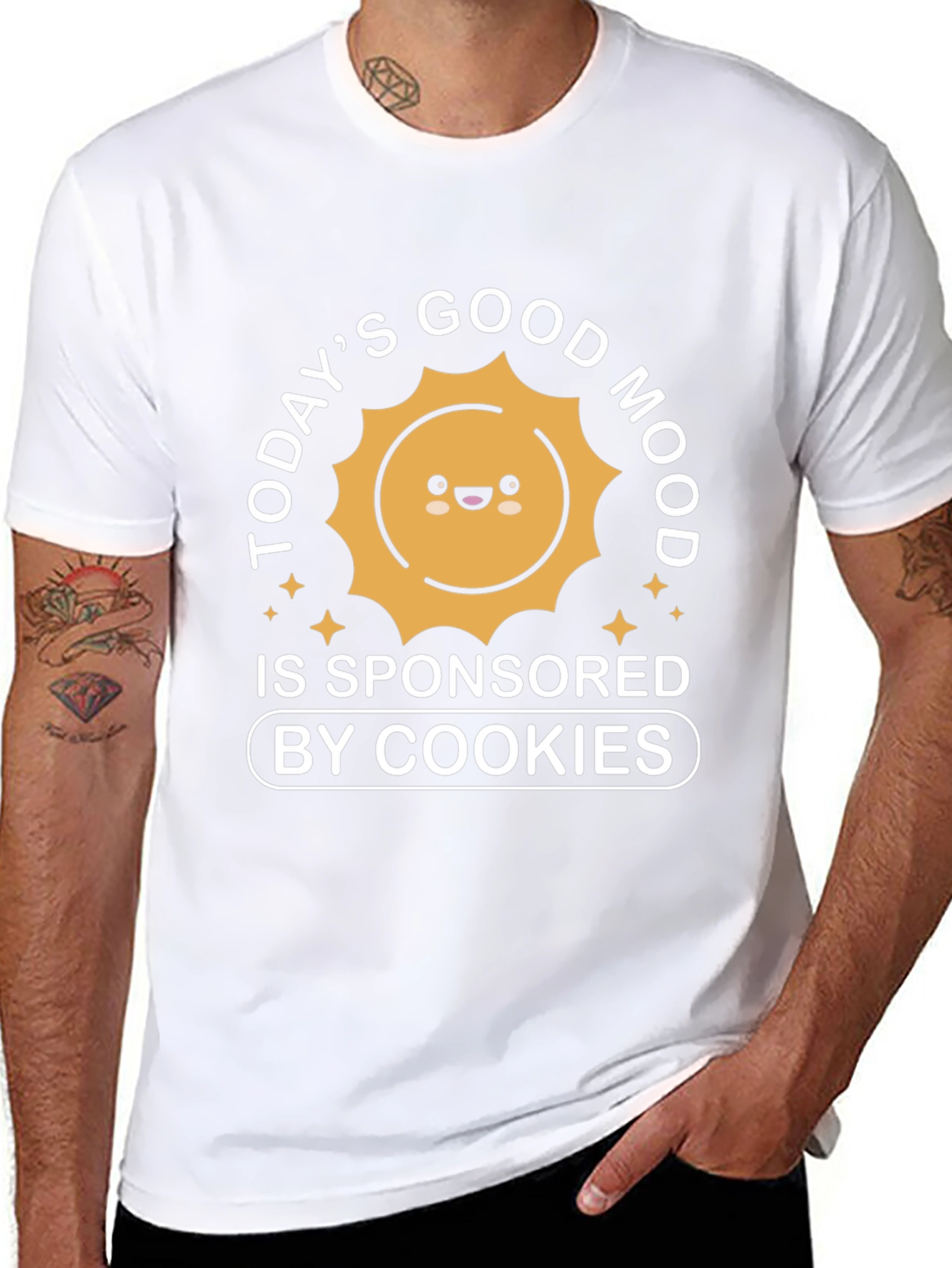Black Today's Good Mood Sponsored by Cookies Black T-Shirt view 8