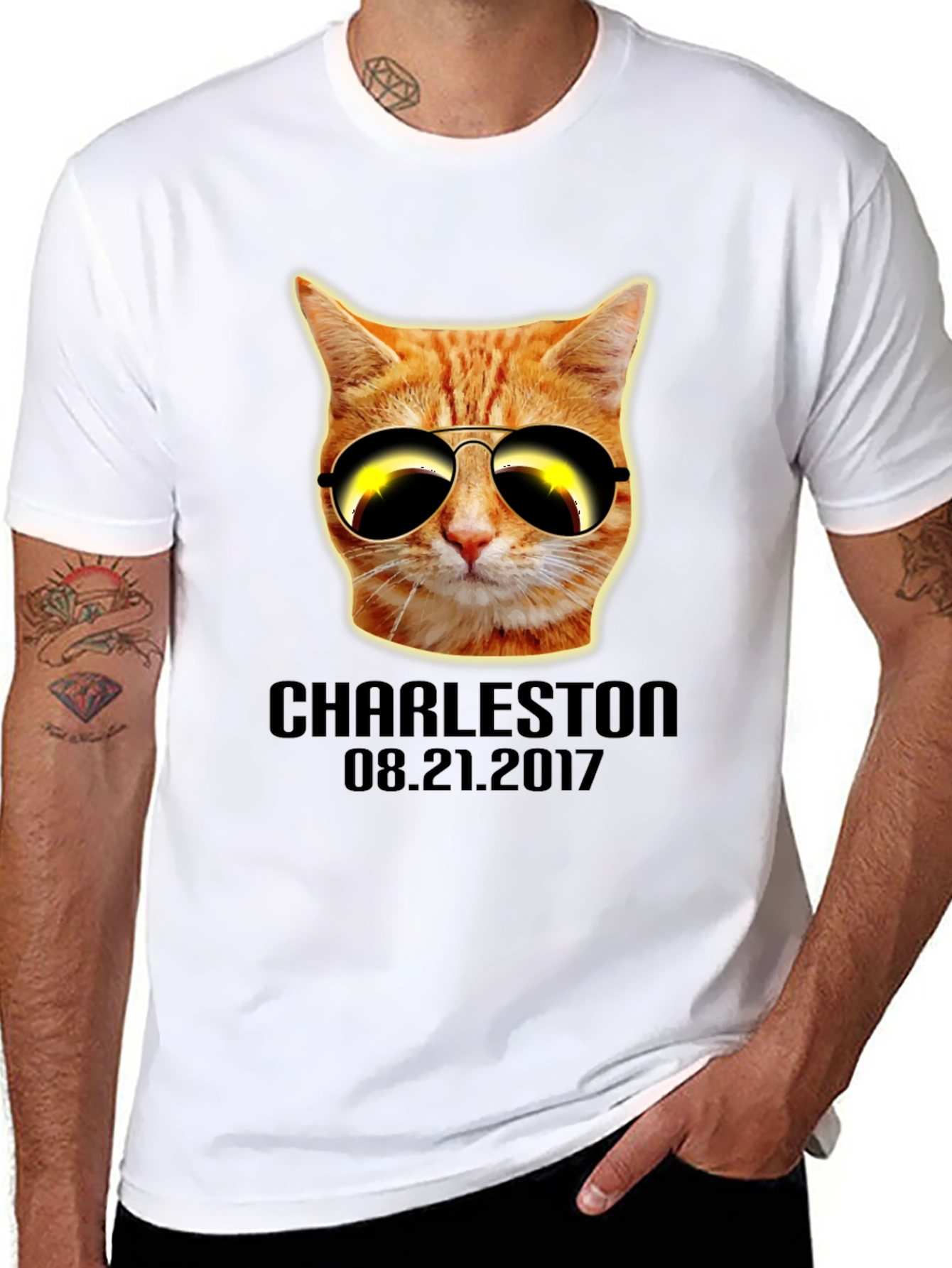 Black Cool Cat Sunglasses T-Shirt - Charleston 08.21.2017 view 8
