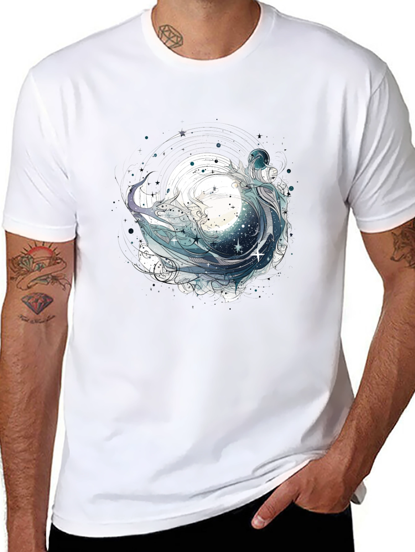 Black Celestial Wave Graphic Tee - Black view 8