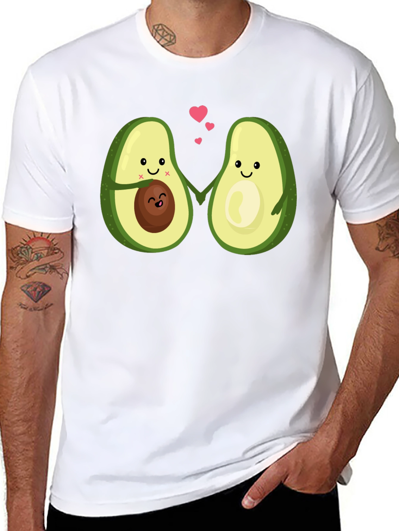 Black Cute Avocado Couple Black T-Shirt view 8