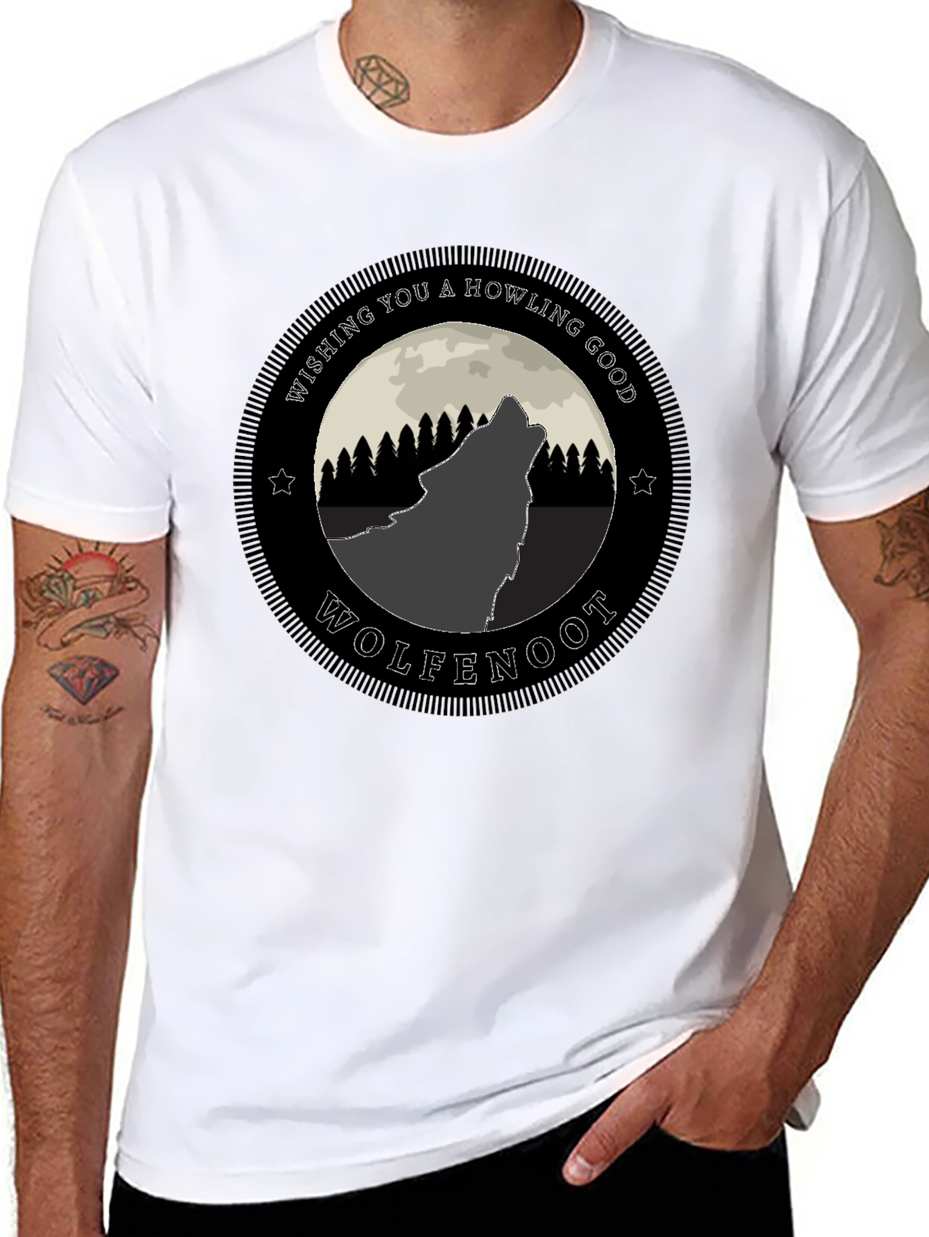 Black Wolfenoot Howling Good T-Shirt view 8