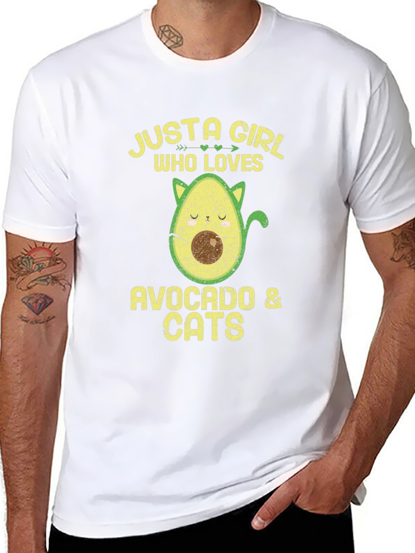 Black Avocado & Cats Graphic T-Shirt view 8