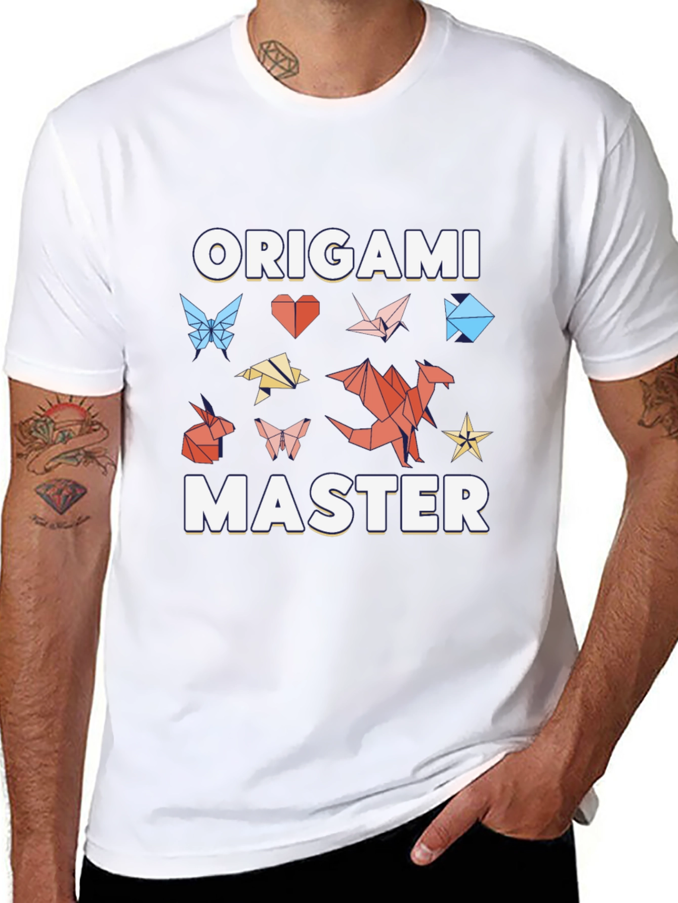 Black Origami Master T-Shirt - Unique Graphic Tee view 8