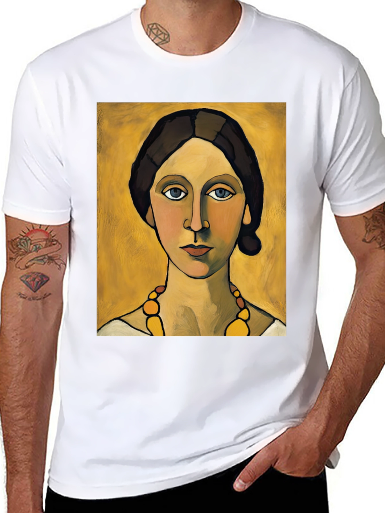 Black Woman with Necklace Portrait Graphic T-Shirt view 8