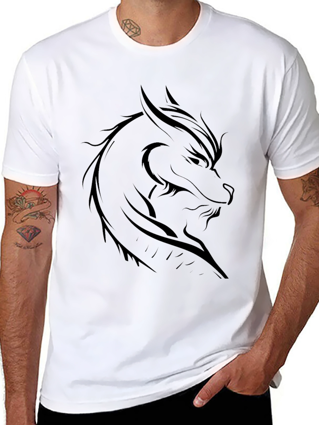 Black Dragon Graphic T-Shirt - Men's Black Tee view 8
