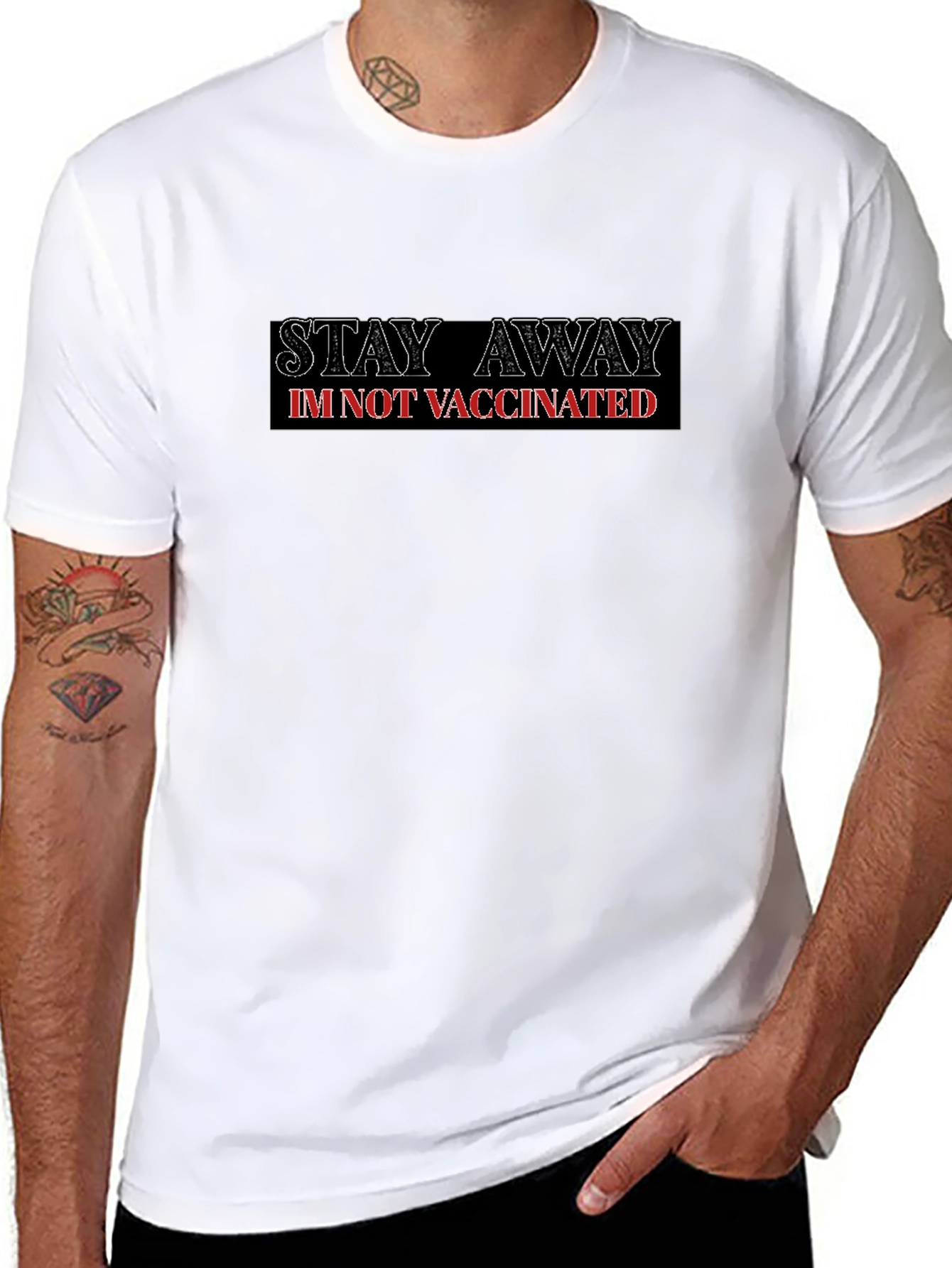 Black Stay Away I'm Not Vaccinated Graphic Tee view 8