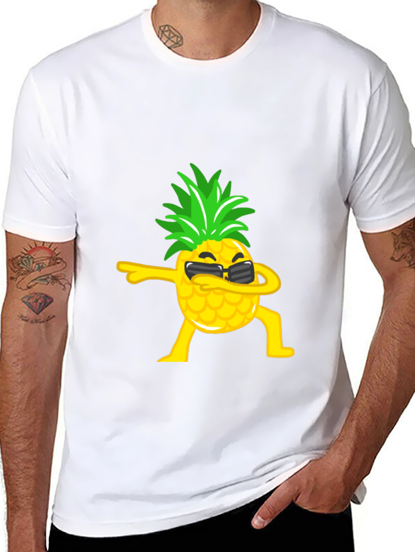 Black Dabbing Pineapple Graphic Tee - Black T-Shirt view 8