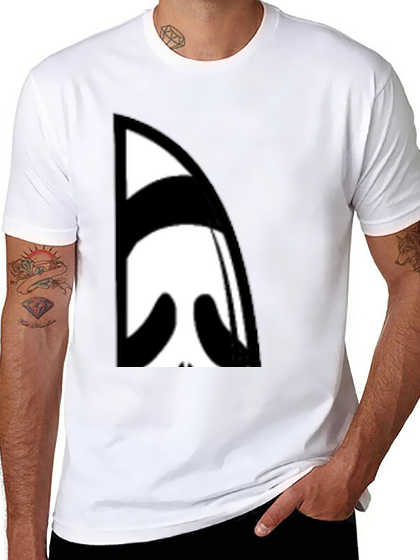 Black Abstract Face Graphic Black T-Shirt view 8