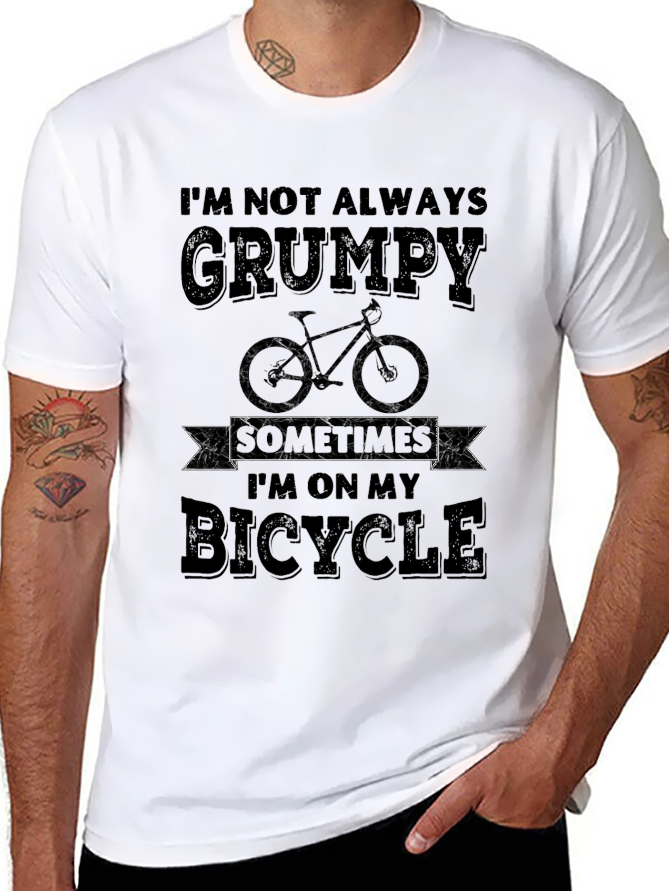 Black Grumpy Bicycle T-Shirt - Funny Cyclist Tee view 8