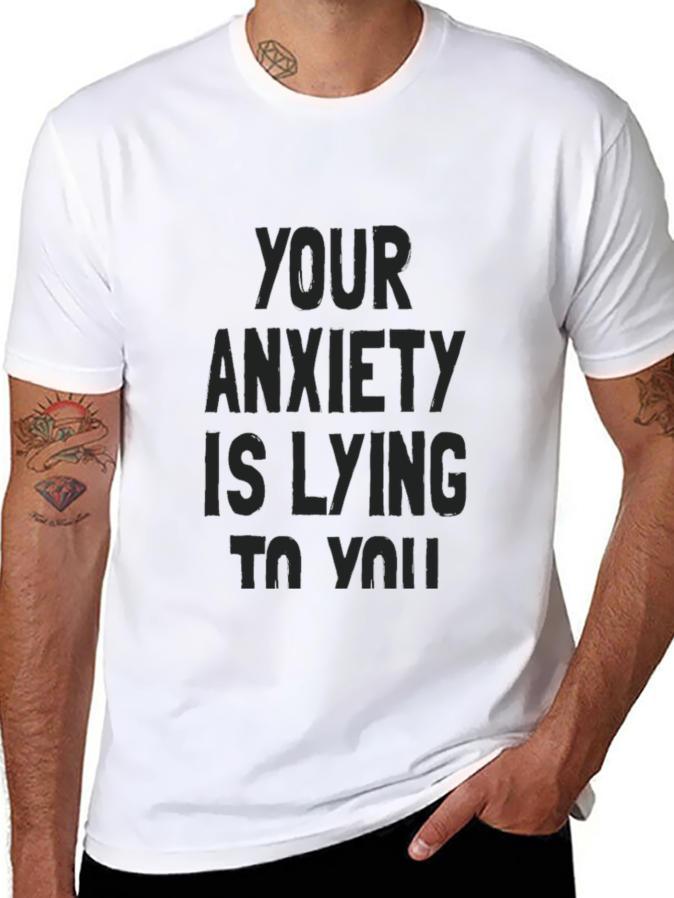 Black Anxiety Awareness T-Shirt - Black view 8
