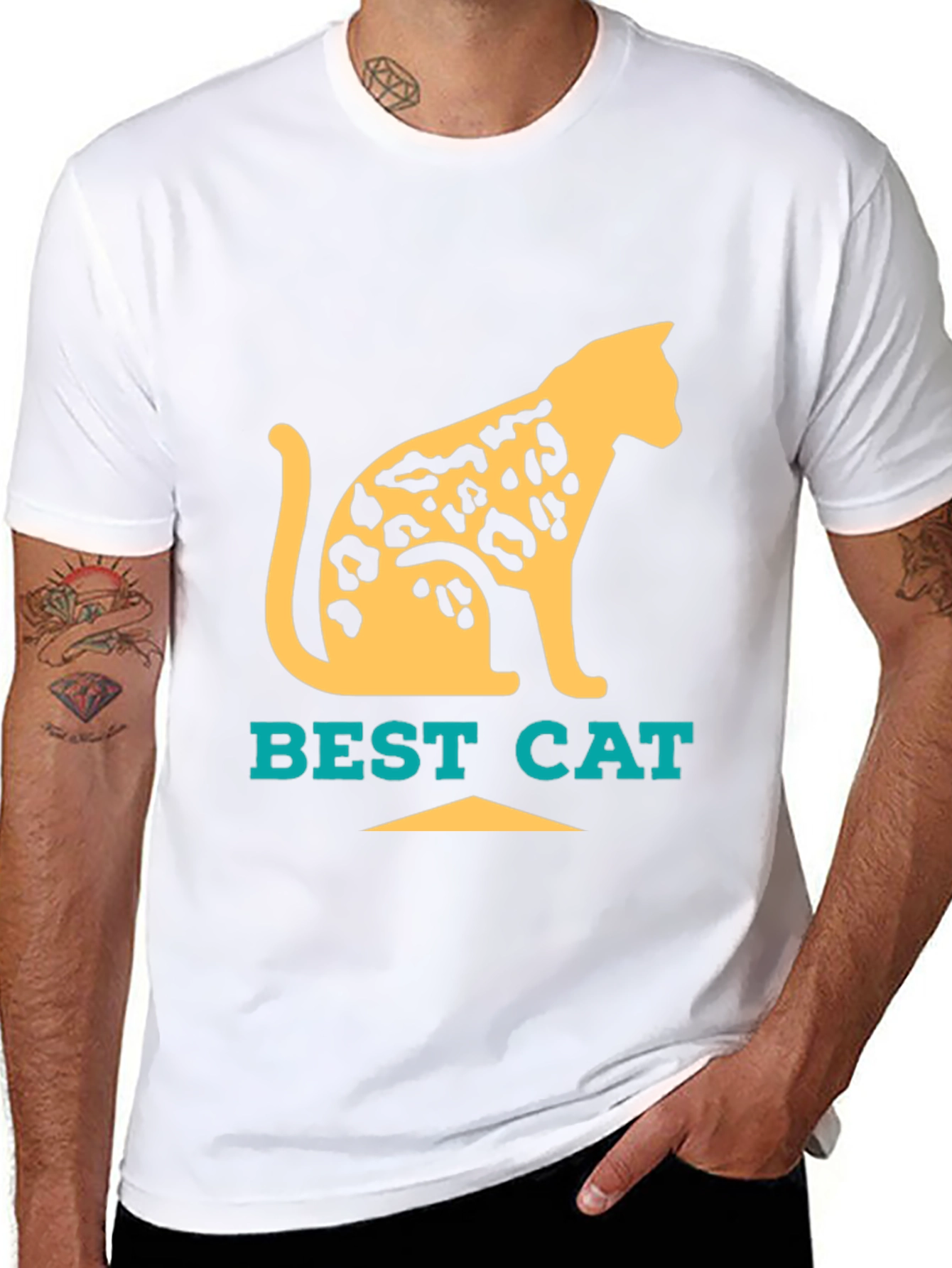 Black Best Cat Leopard Print T-Shirt - Cool Graphic Tee view 8