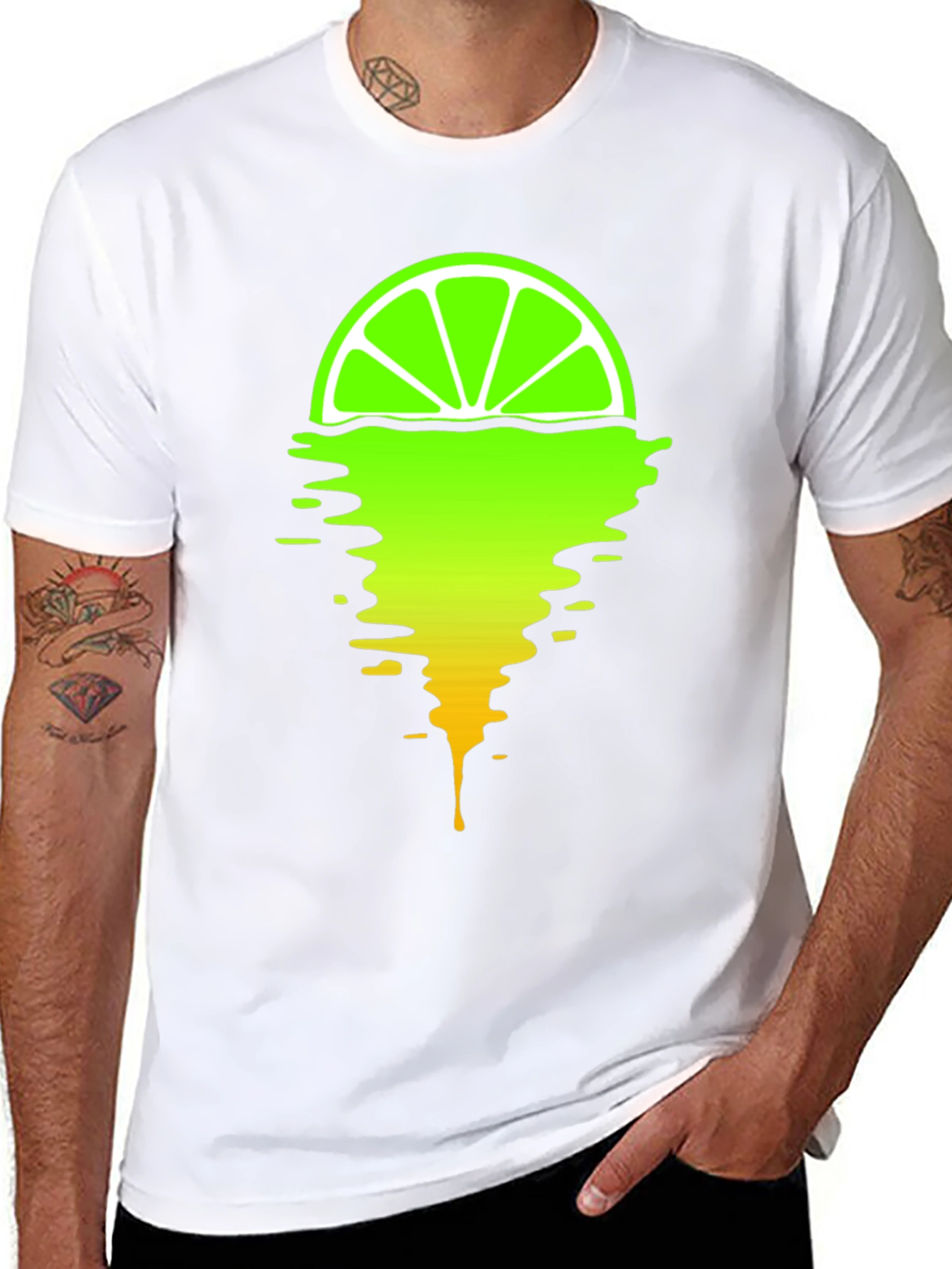 Black Melting Lime Graphic T-Shirt - Stylish Men's Tee view 8