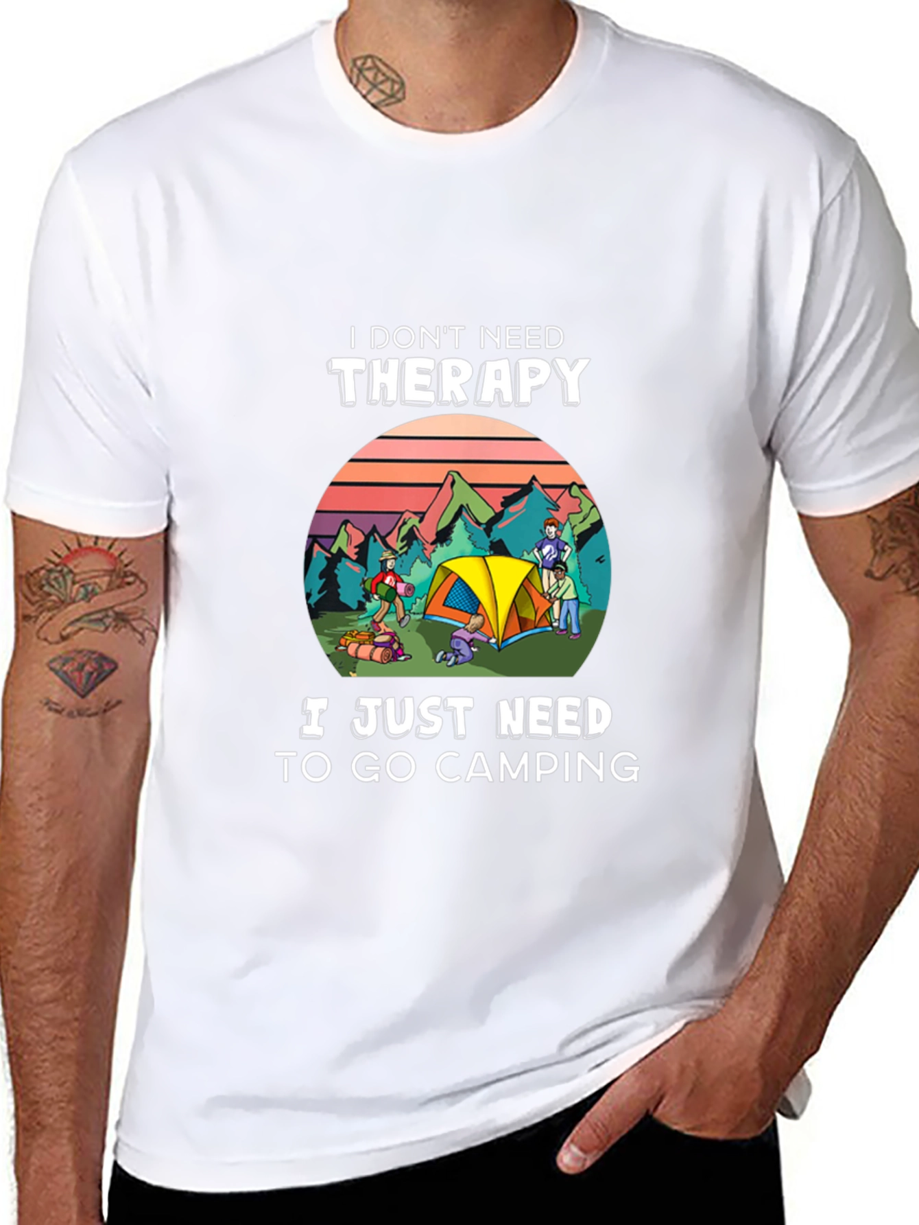 Black Camping Therapy T-Shirt - Nature Lover Tee view 8