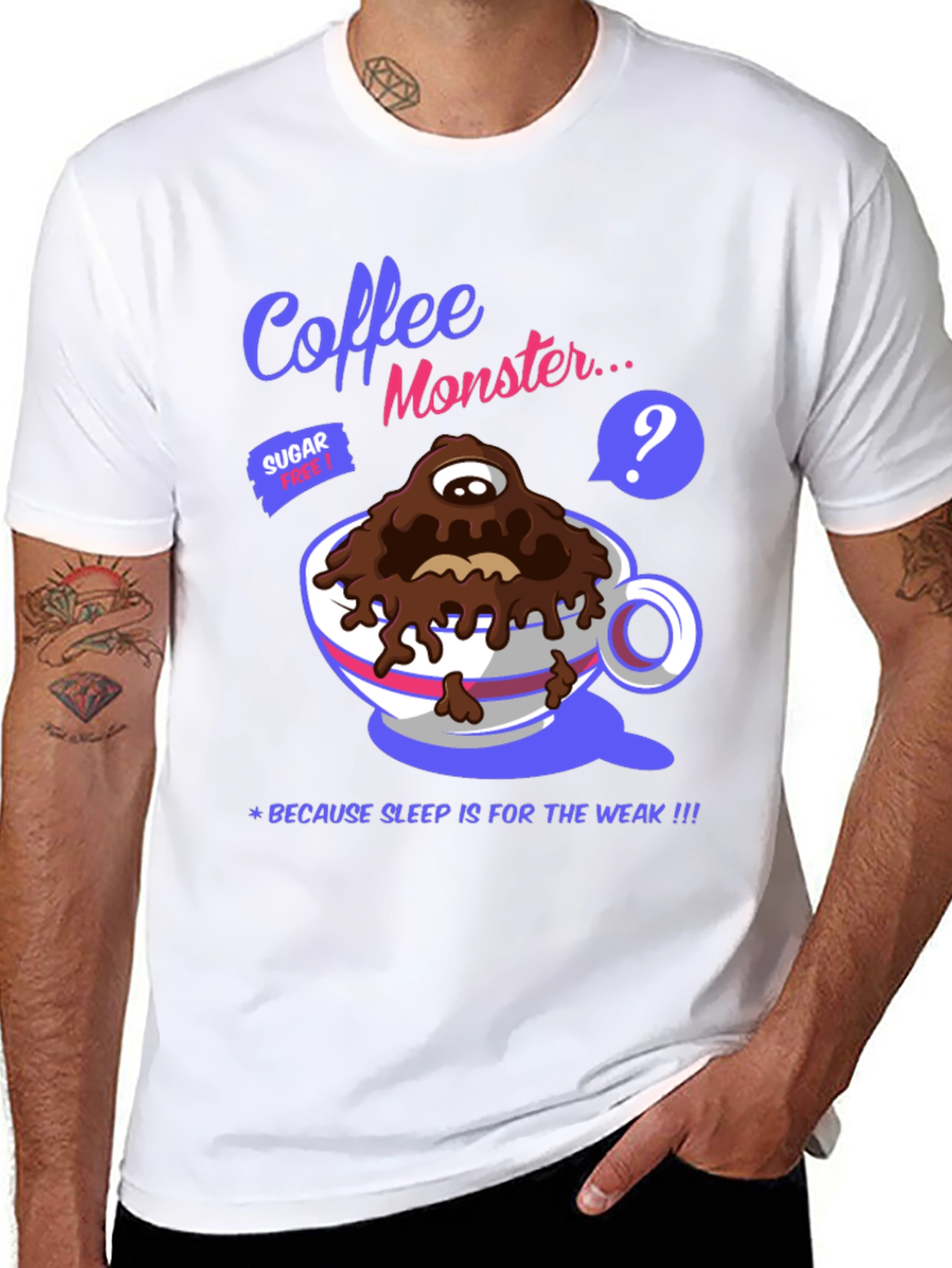 Black Coffee Monster Graphic T-Shirt - Sleep is for the Weak! view 8