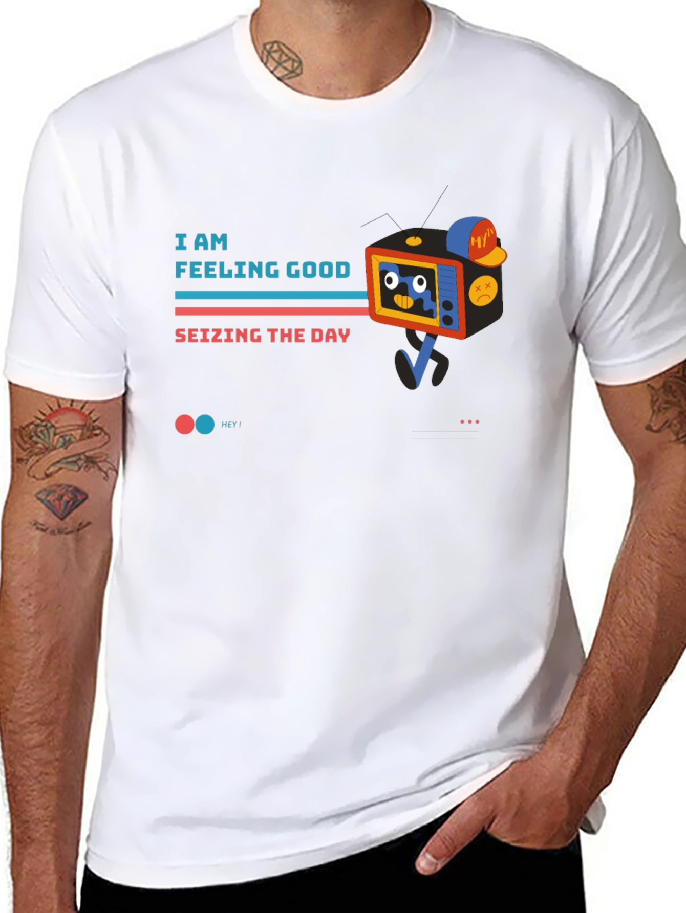 Black I Am Feeling Good TV Character Black T-Shirt view 8