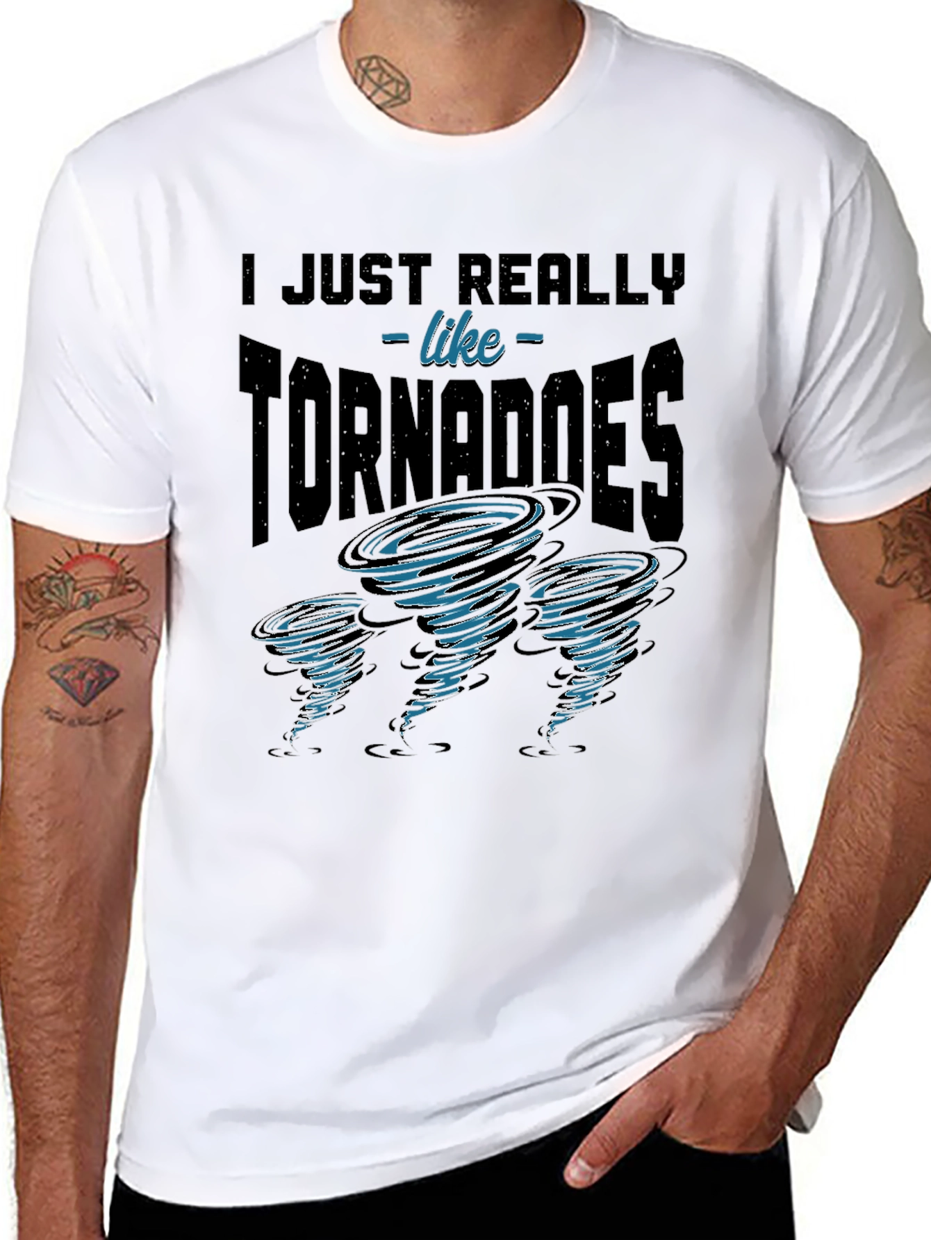 Black Tornado Enthusiast Graphic Tee - I Just Really Like Tornadoes view 8