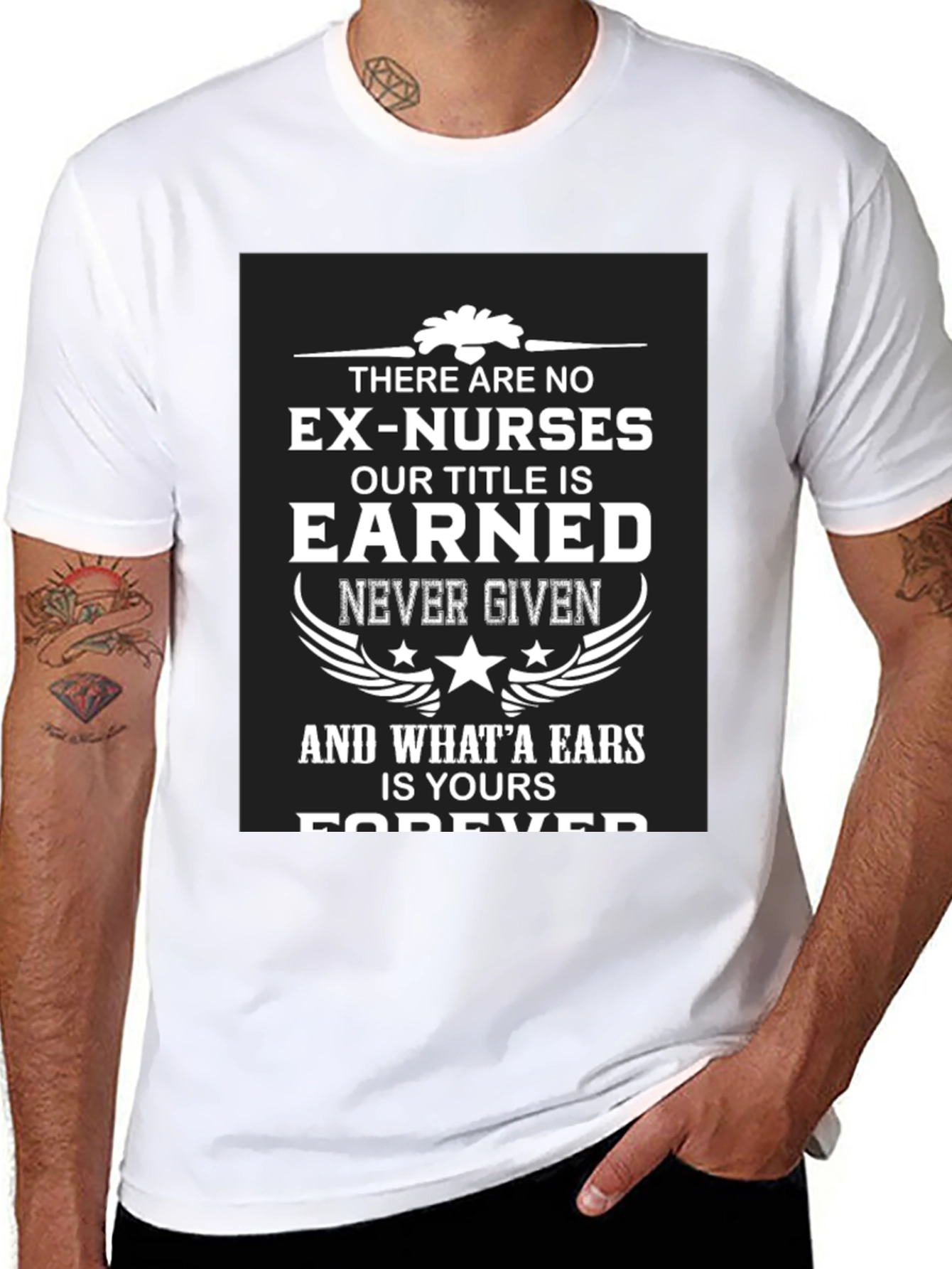 Black Earned Nurse T-Shirt - Forever a Nurse view 8