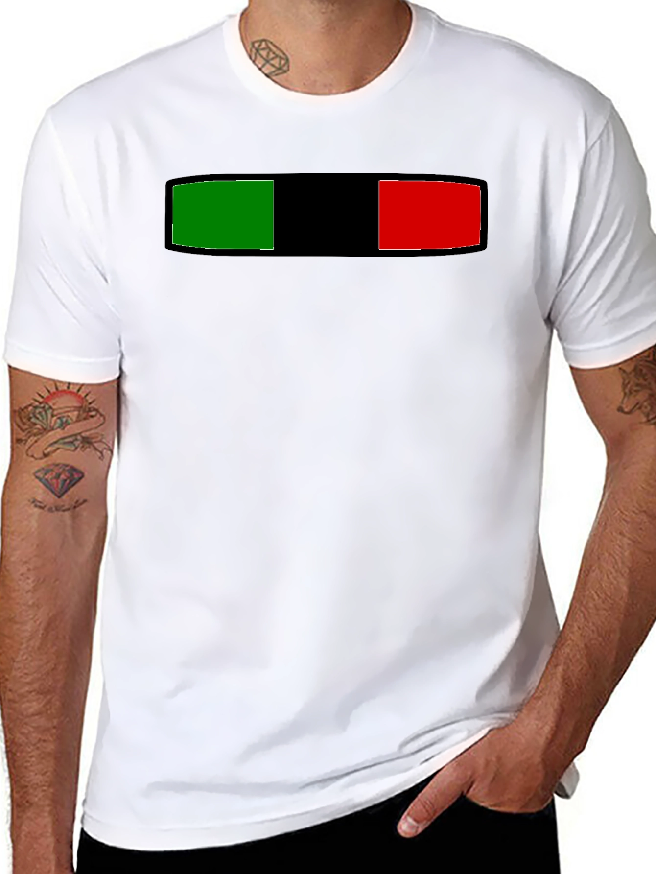 Black Striped Green Black and Red Graphic Tee view 8