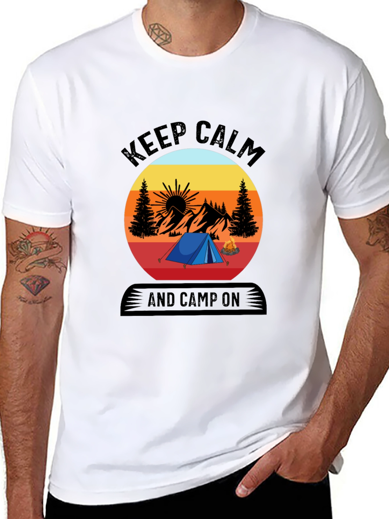 Black Keep Calm and Camp On T-Shirt view 8
