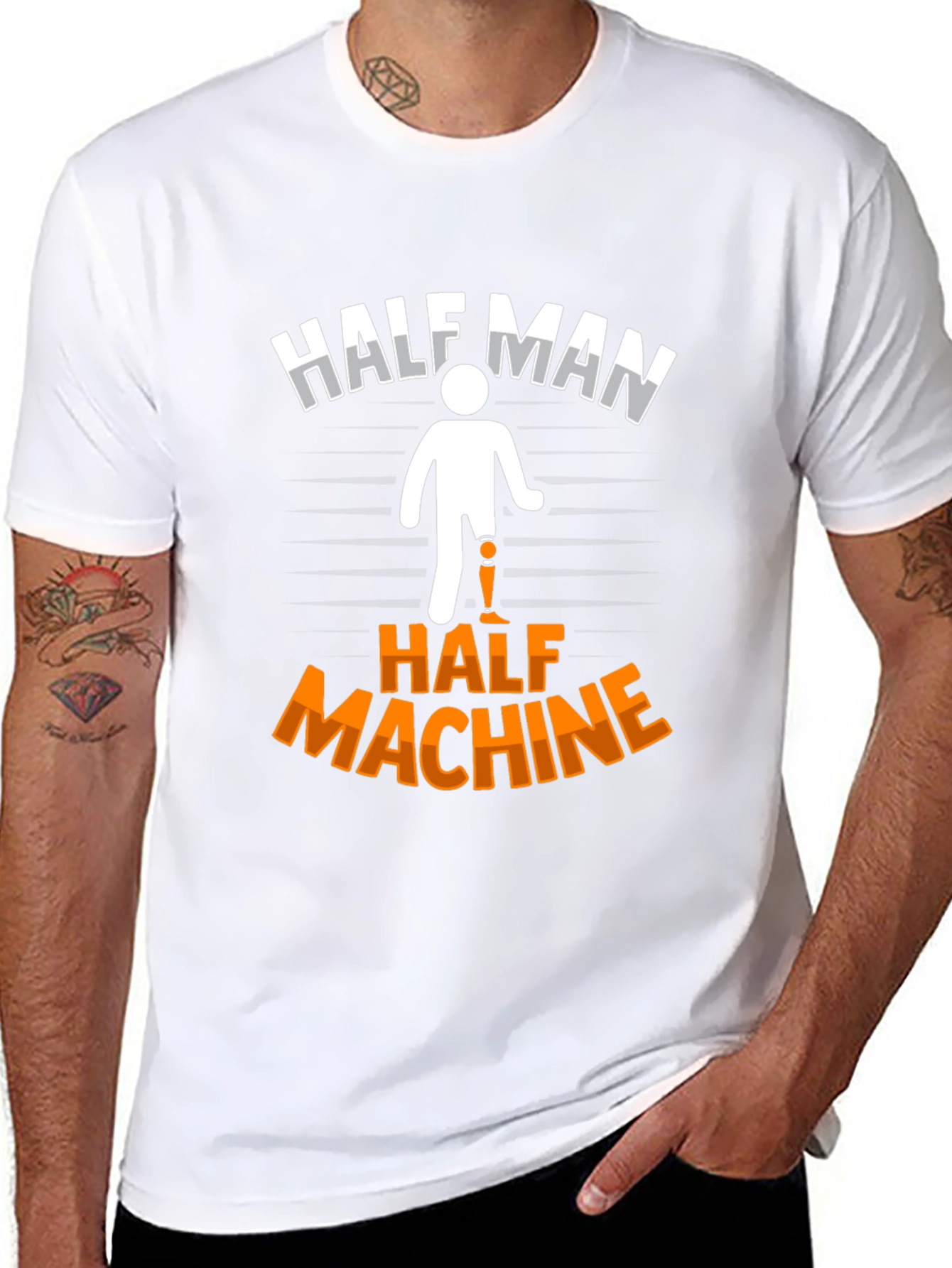 Black Half Man Half Machine Graphic Tee view 8