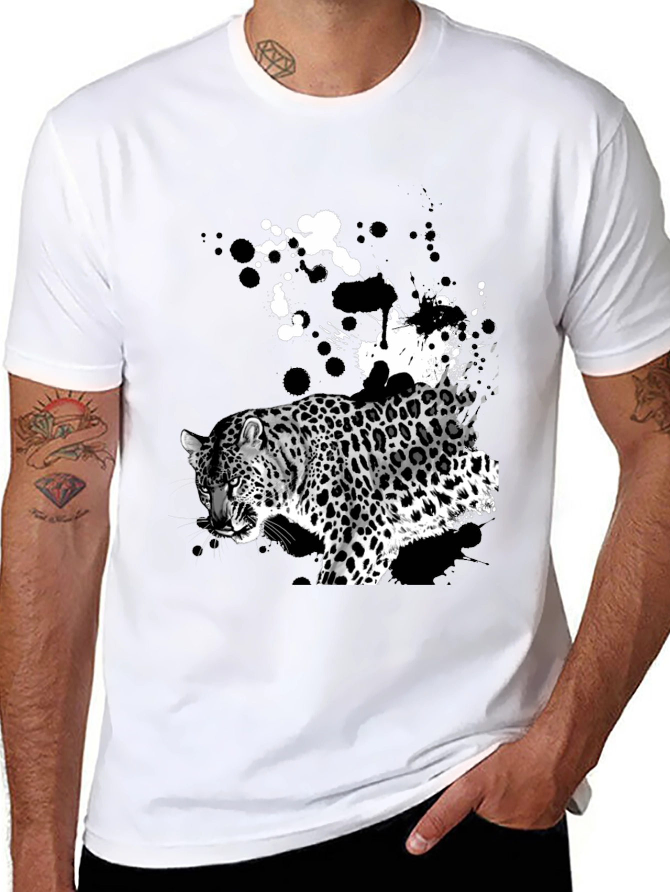 Black Leopard Print Graphic Tee view 8