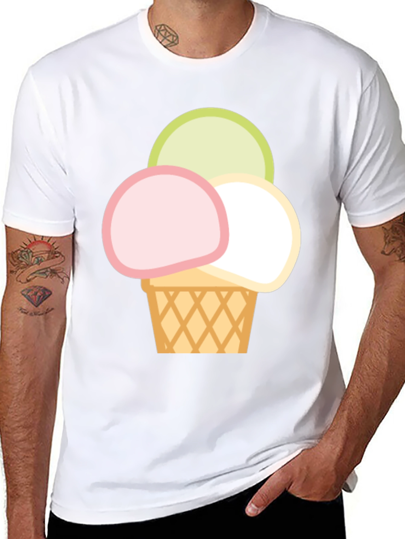 Black Ice Cream Scoop Graphic Tee - Casual Cotton T-Shirt view 8