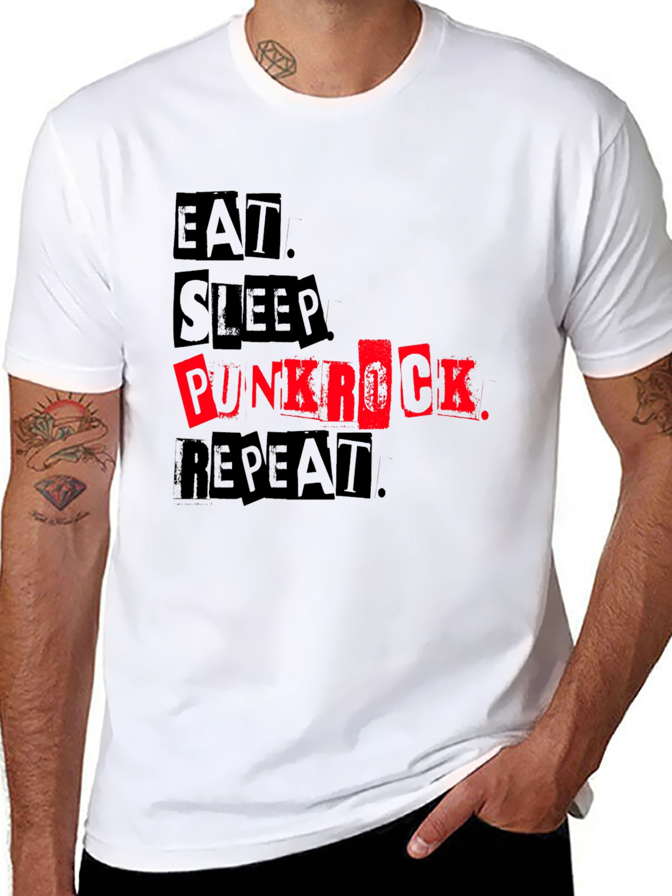 Black Eat Sleep Punk Rock Repeat Black Tee view 8