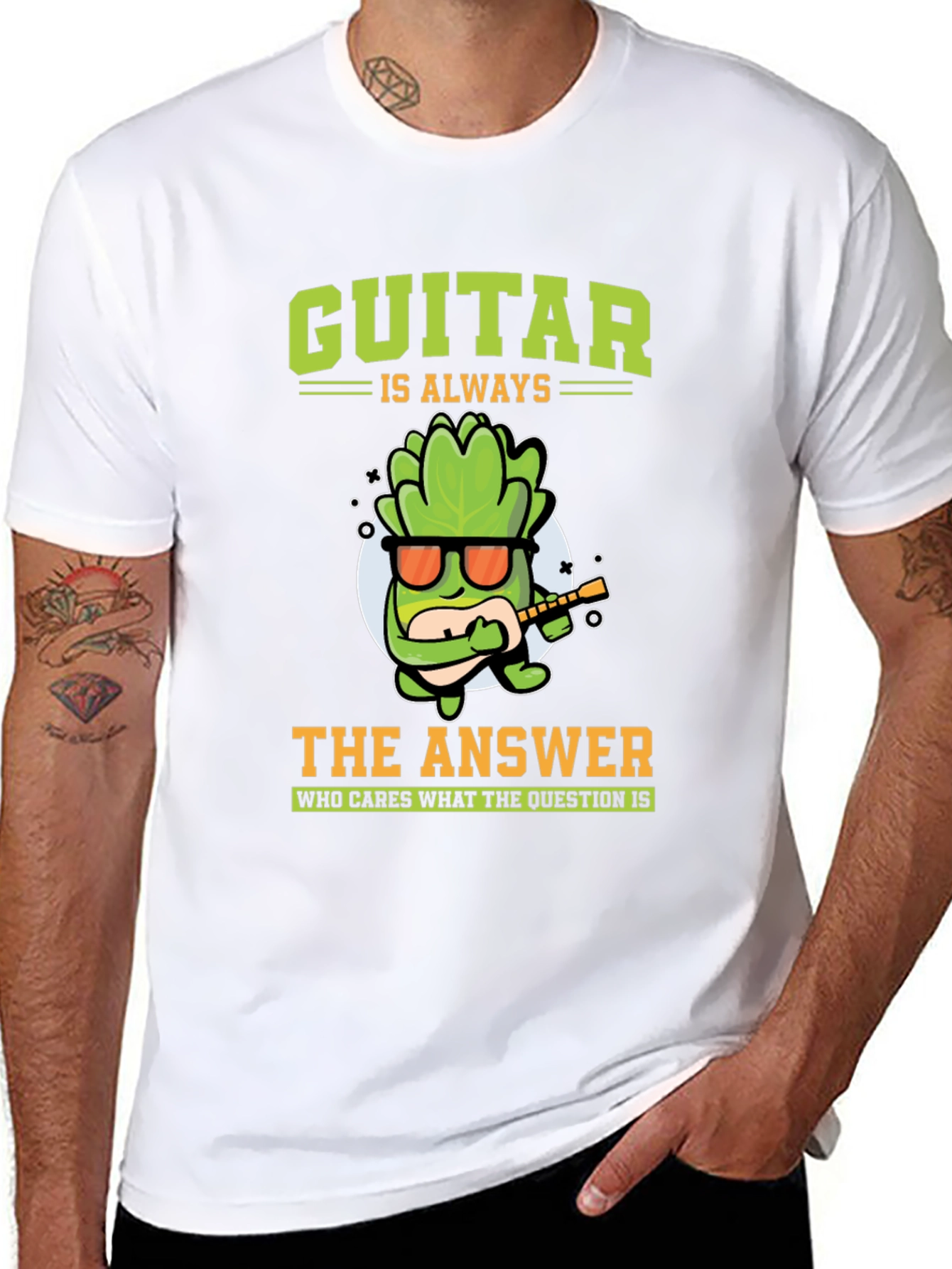 Black Guitar Is Always The Answer Graphic T-Shirt view 8