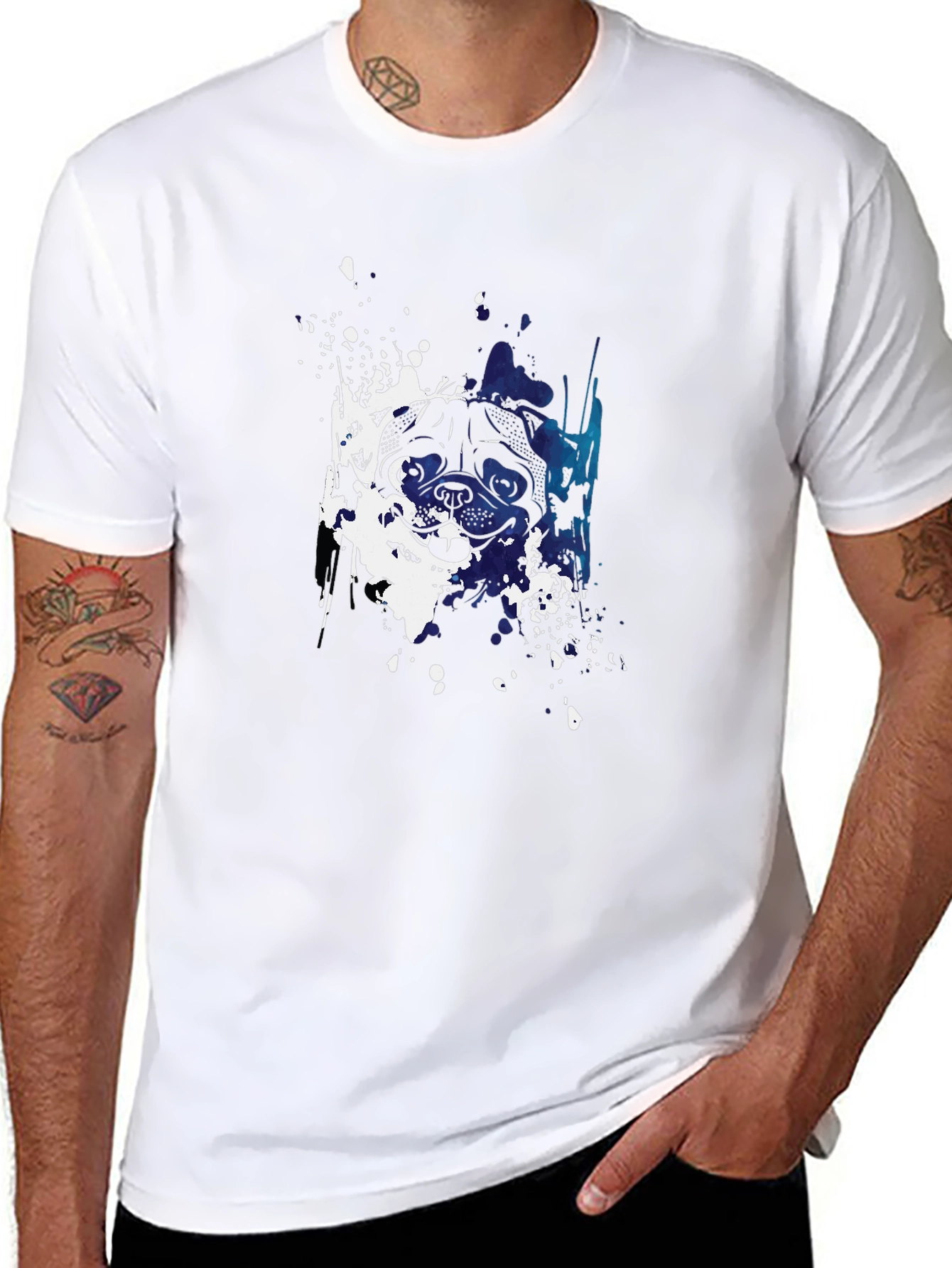 Black Dog Splatter Art Black T-Shirt view 8