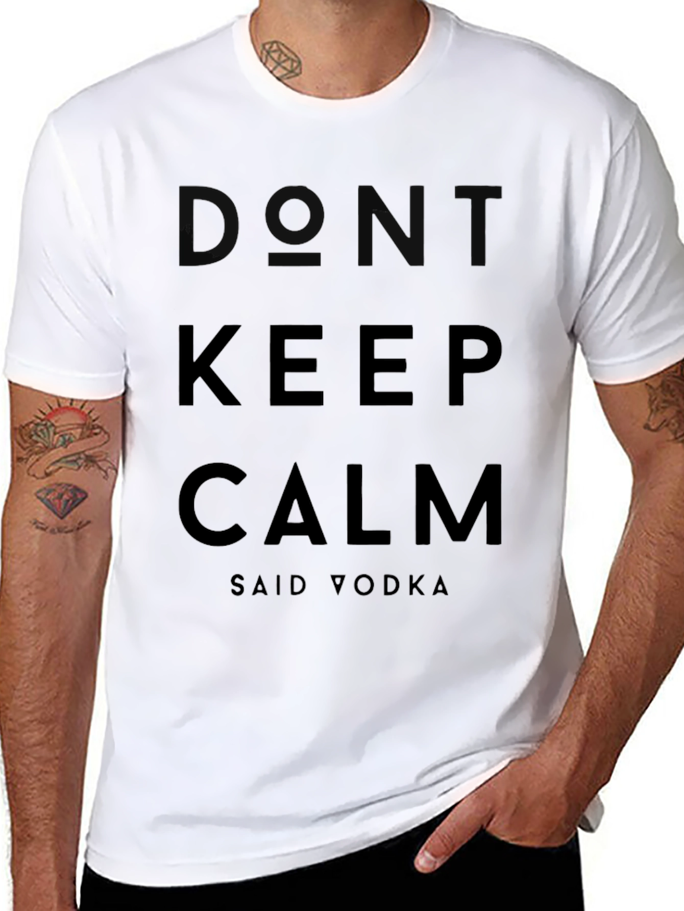Black Don't Keep Calm Said Vodka Graphic T-Shirt view 8