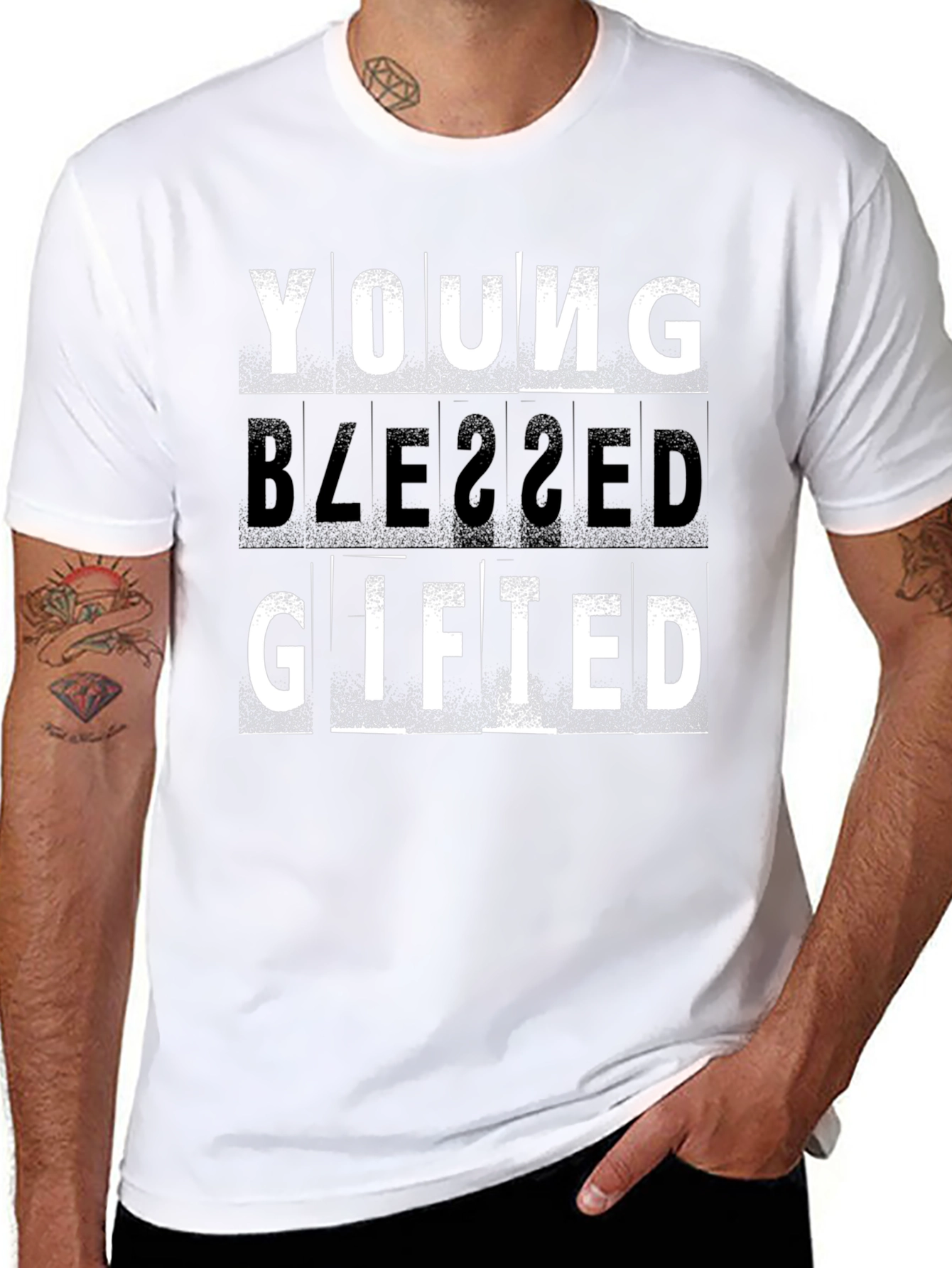 Black Young Blessed Gifted T-Shirt view 8