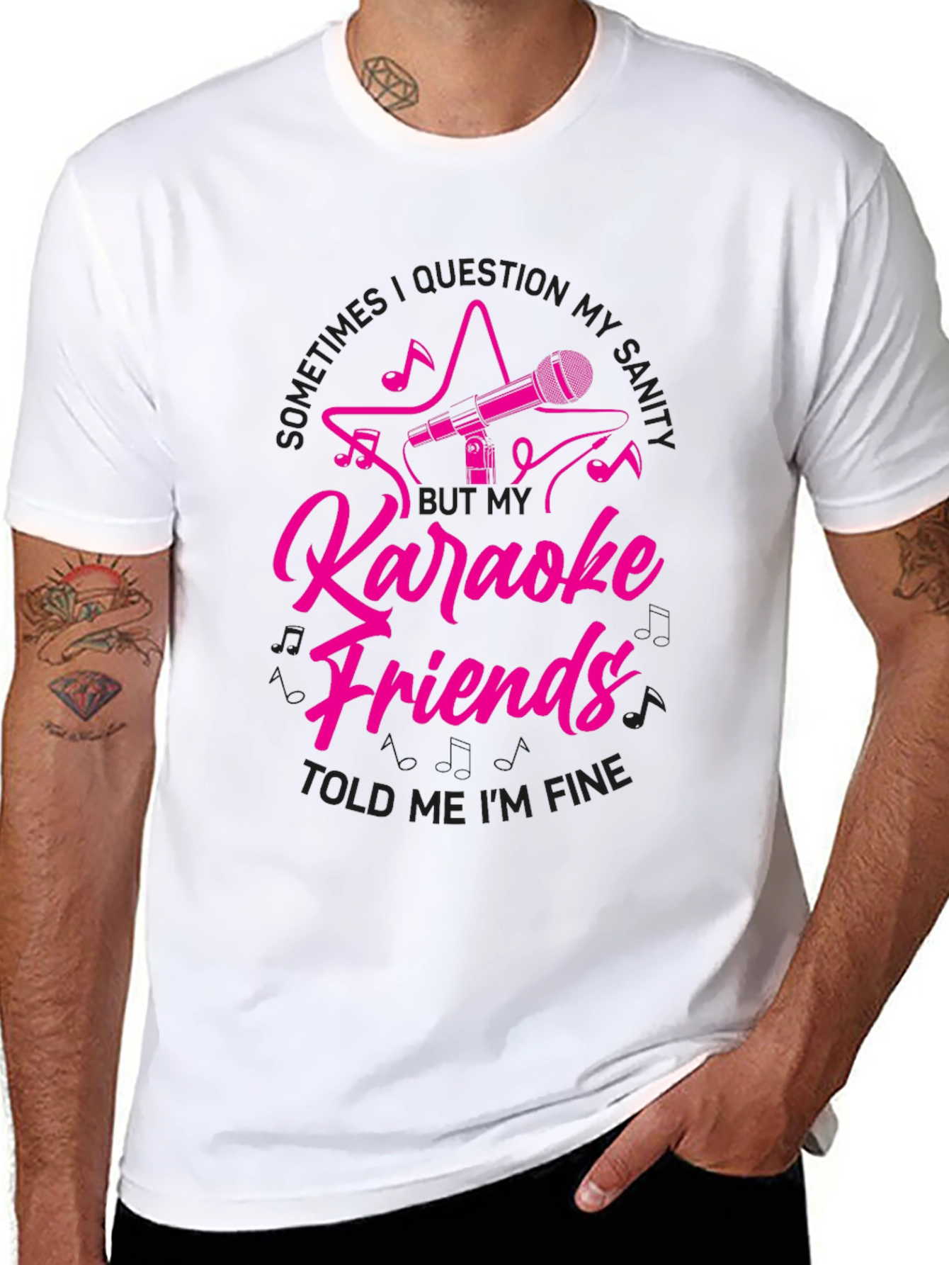 Black Karaoke Friends Funny Graphic Tee Shirt view 8