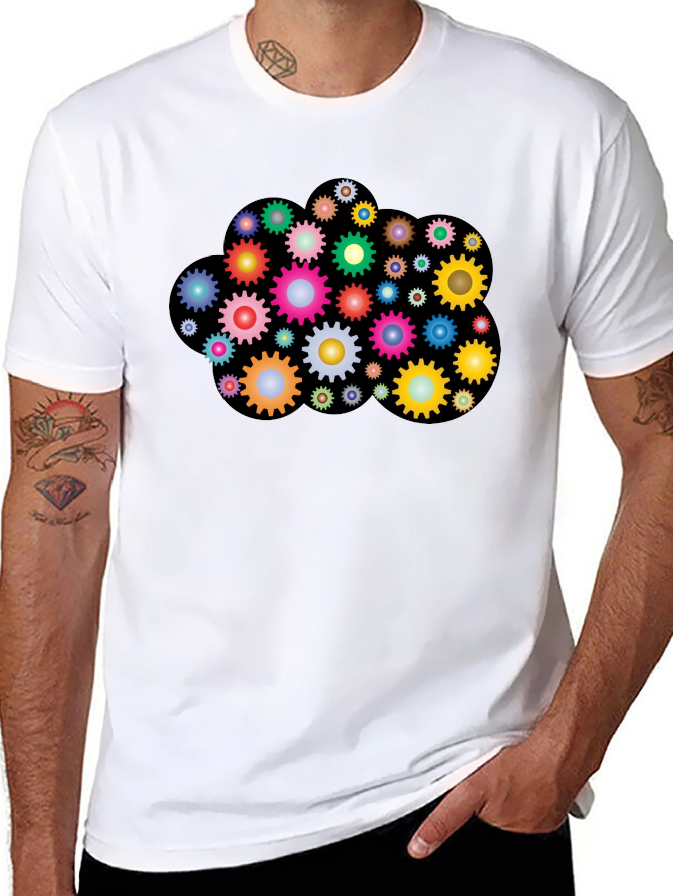 Black Gear Cloud Graphic T-Shirt - Black view 8