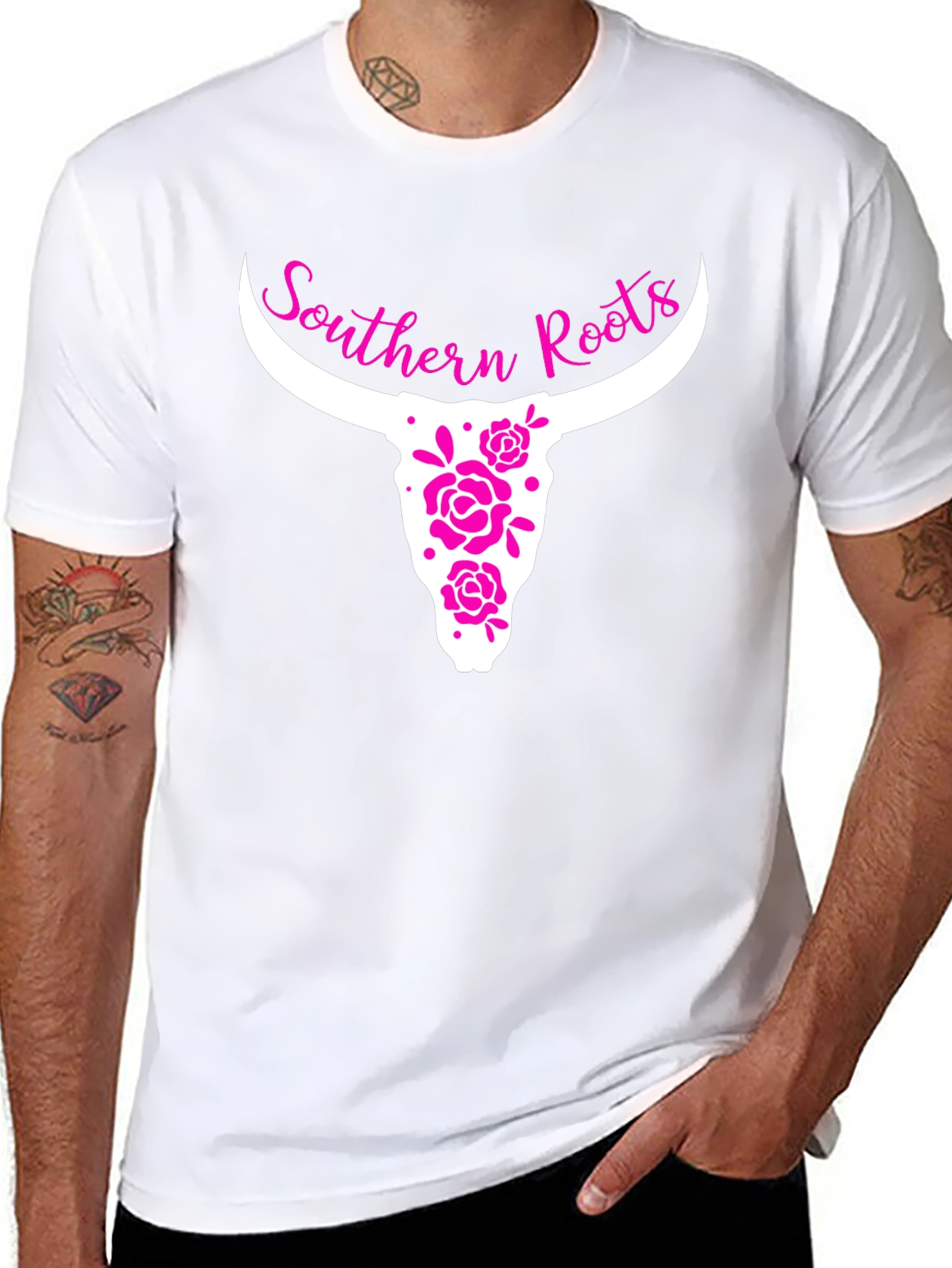 Black Southern Roots Bull Skull Graphic Tee view 8