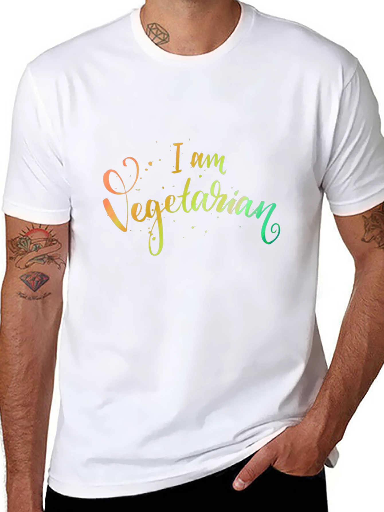 Black I am Vegetarian Graphic Tee view 8