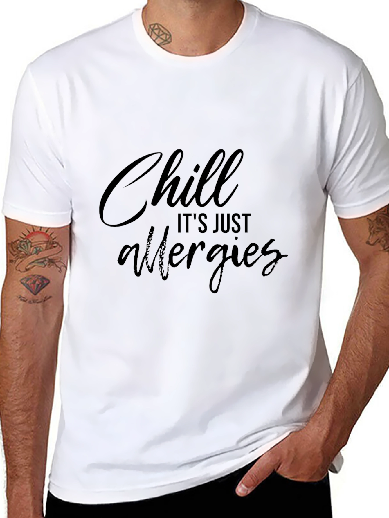 Black Chill It's Just Allergies Graphic Tee - Soft Cotton Casual T-Shirt view 8