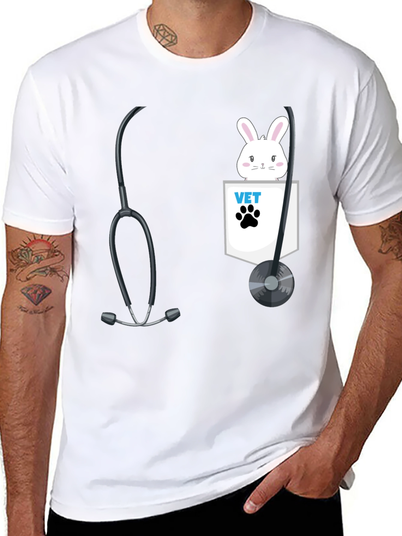 Black Vet Bunny Pocket T-Shirt view 8