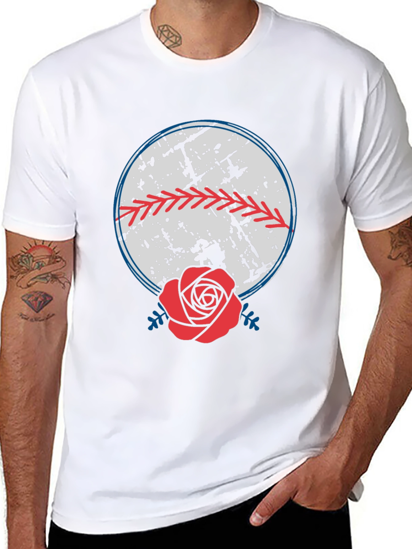 Black Baseball & Rose Graphic Tee - Stylish Comfort view 8