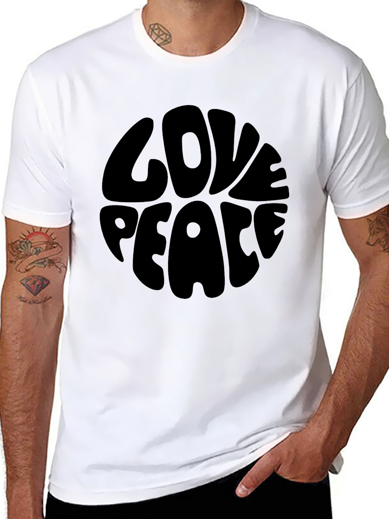 Black Love Peace Graphic T-Shirt - Black view 8