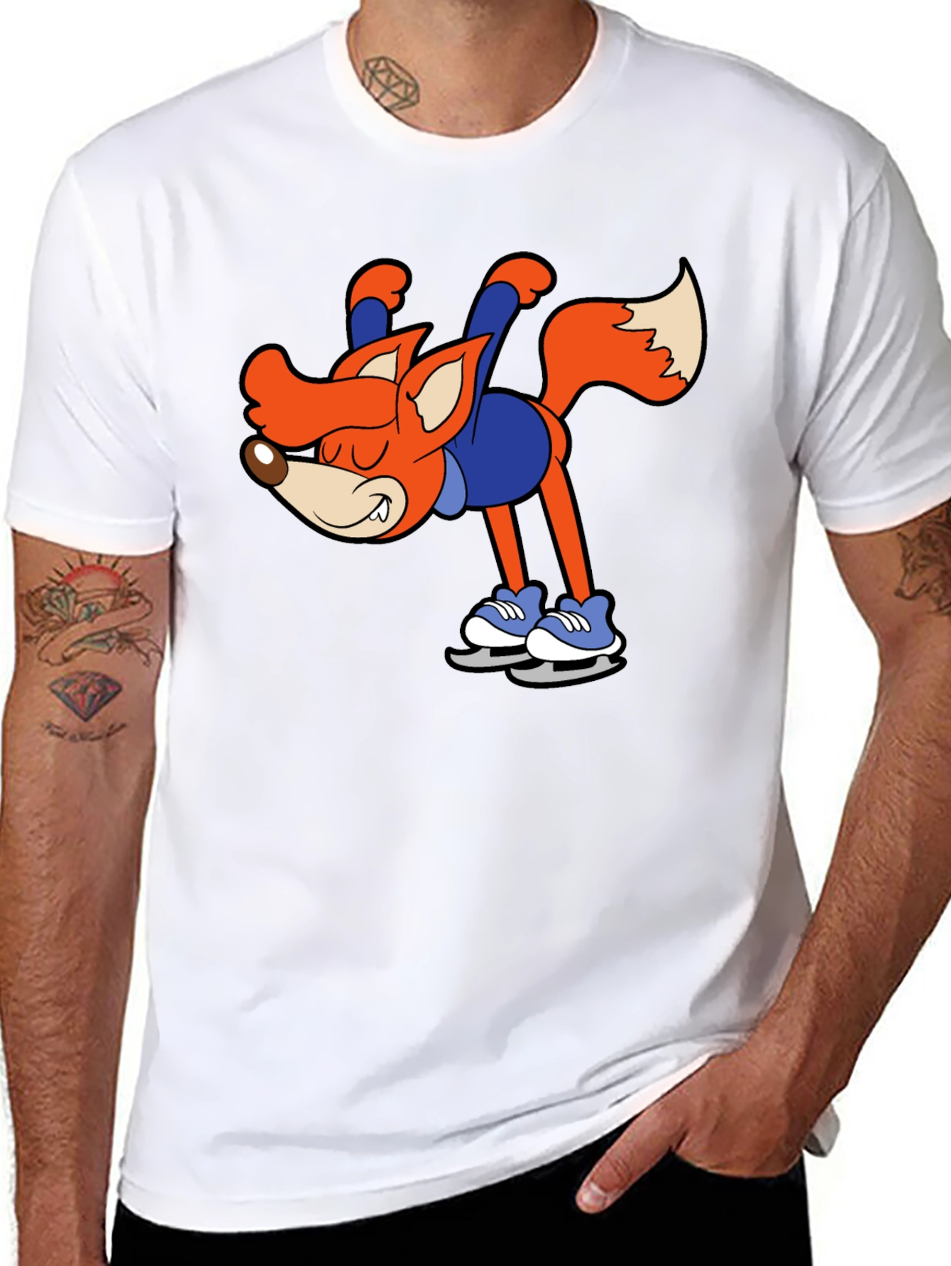 Black Skating Fox Graphic T-Shirt view 8