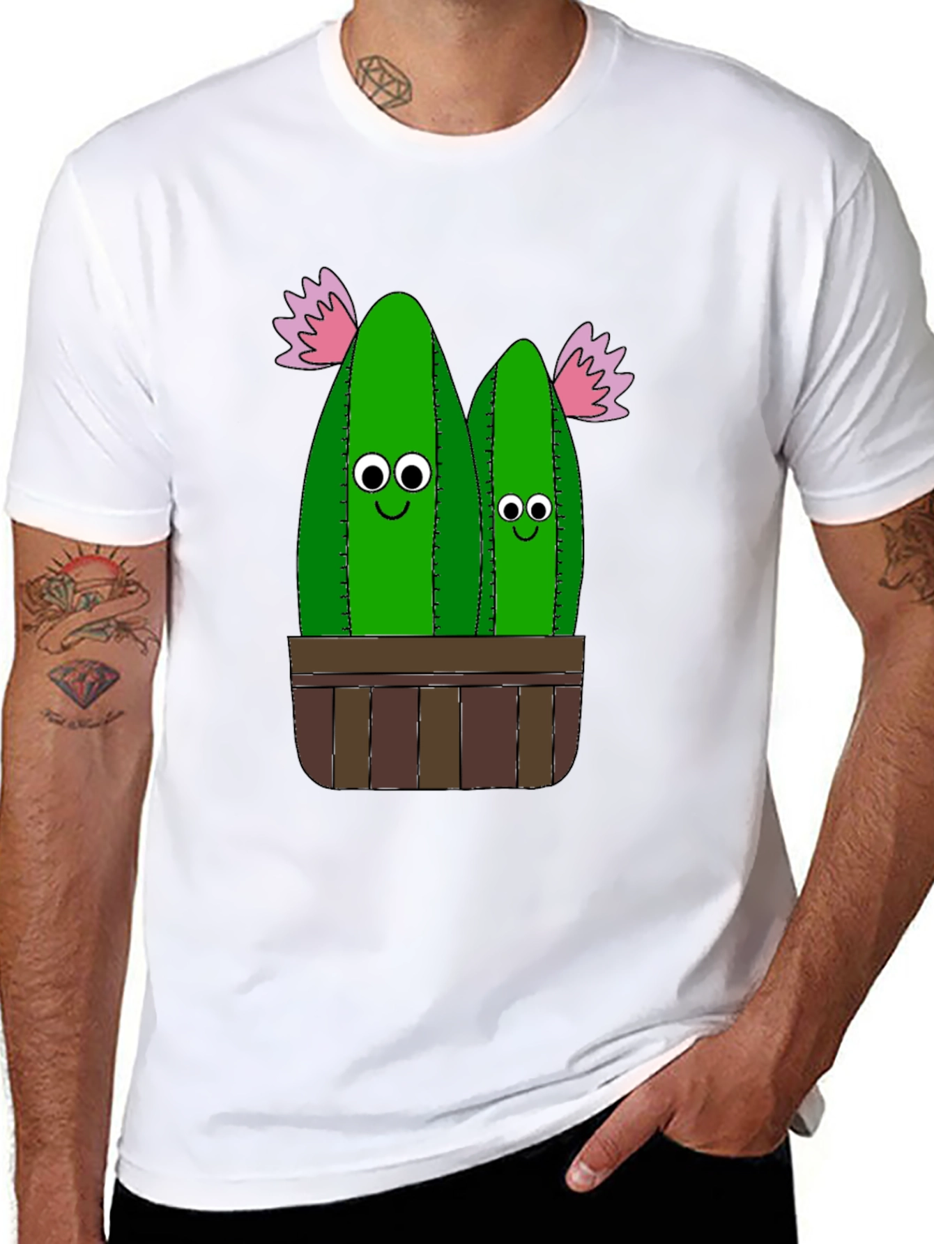 Black Funny Cactus Plant Graphic T-Shirt view 8