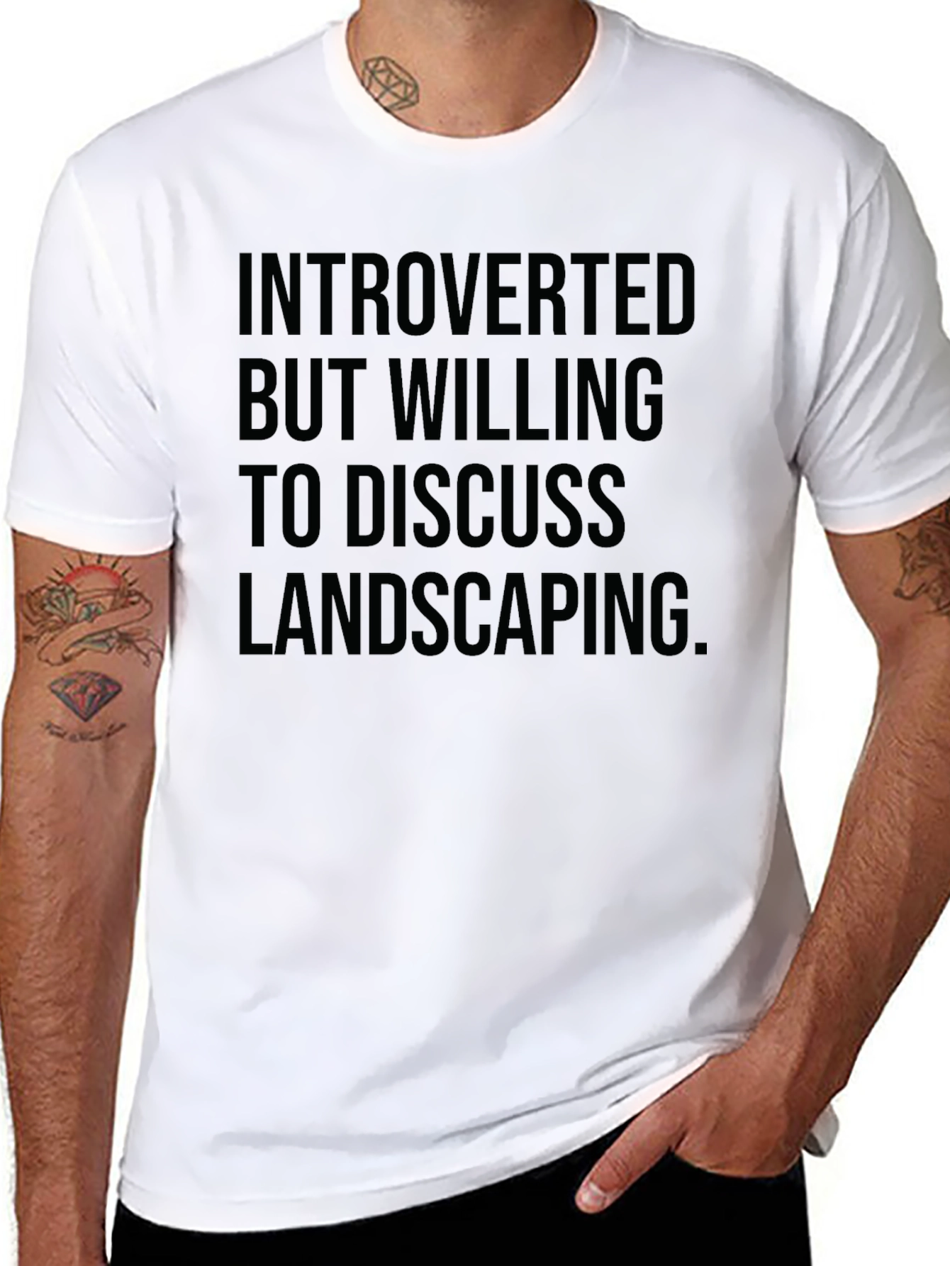 Black Introverted Landscaping T-Shirt - Black Cotton Tee view 8