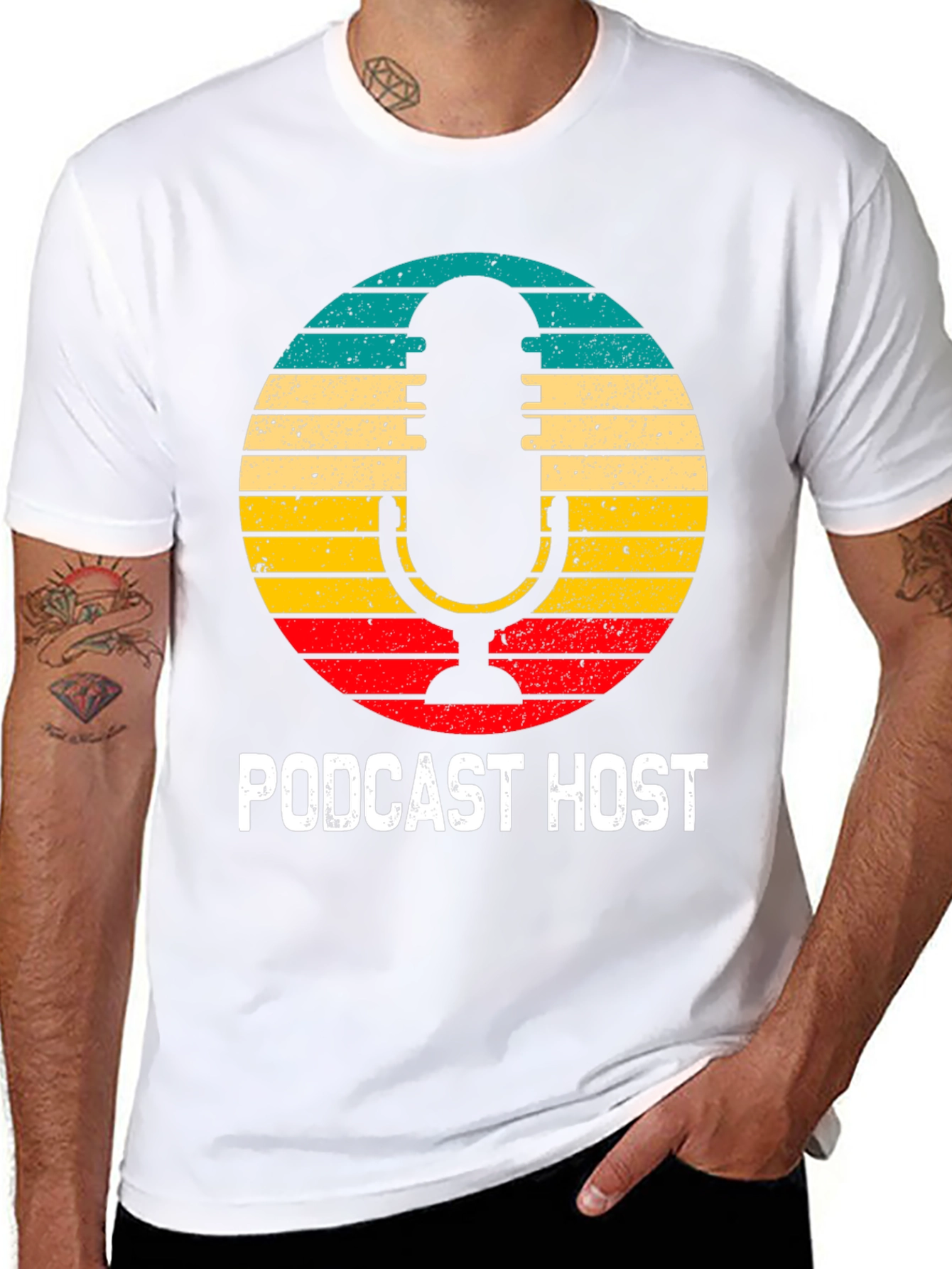 Black Podcast Host Retro T-Shirt view 8